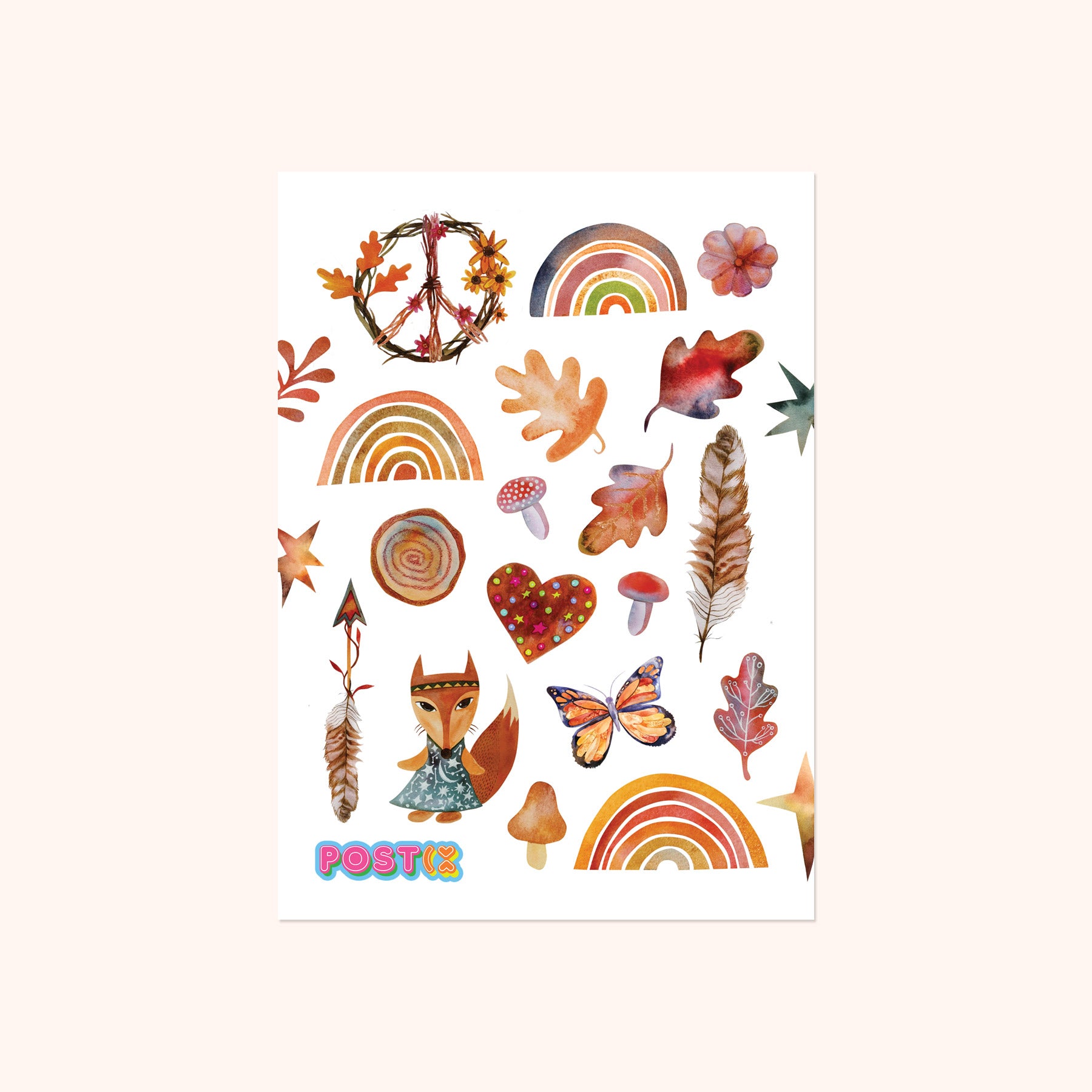  Rainbow Fox Friend Washi Sticker Sheet、mySite、ghnorth