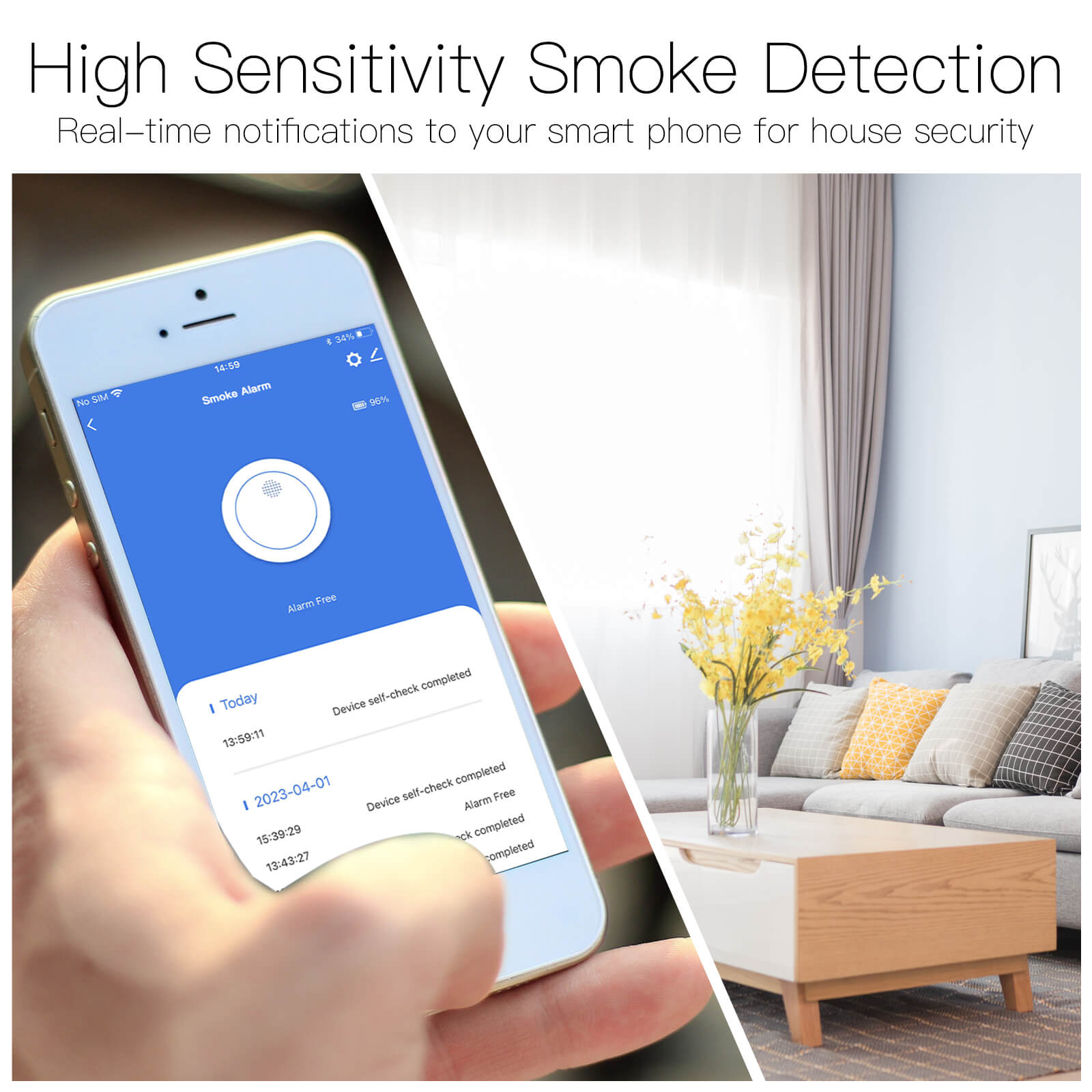 ZigBee Wireless Smart Smoke Detector Fire 85dB Sound Alarm Siren Sensor、mySite、fannypackpong