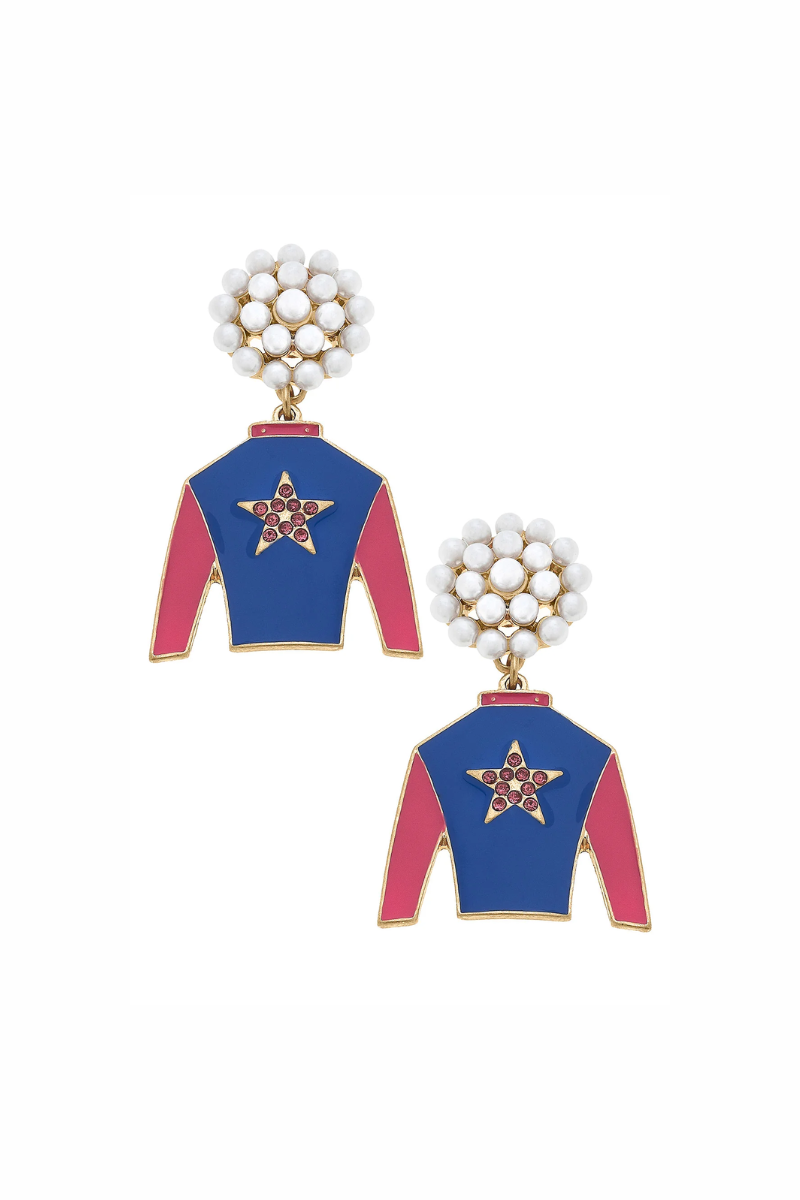 Risen Star Jockey Silk Enamel Drop Earrings - FINAL SALE、mySite、hinf8tx79