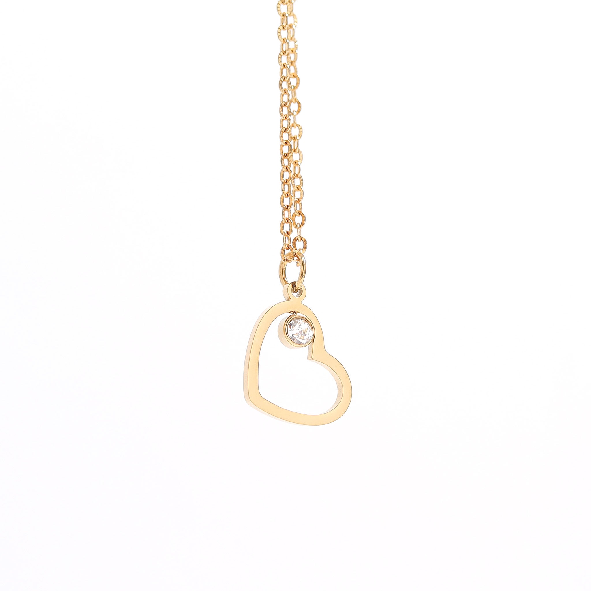 18K Gold PVD Stainless Steel Birthstone Heart Charm / PDL0219、mySite、dreamappss