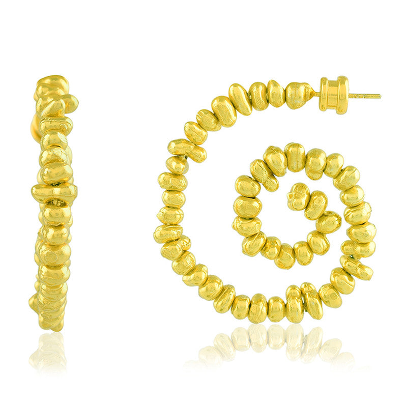 Molten Beaded Spiral Earrings | 14K Gold Plated、mySite、camillekostekn