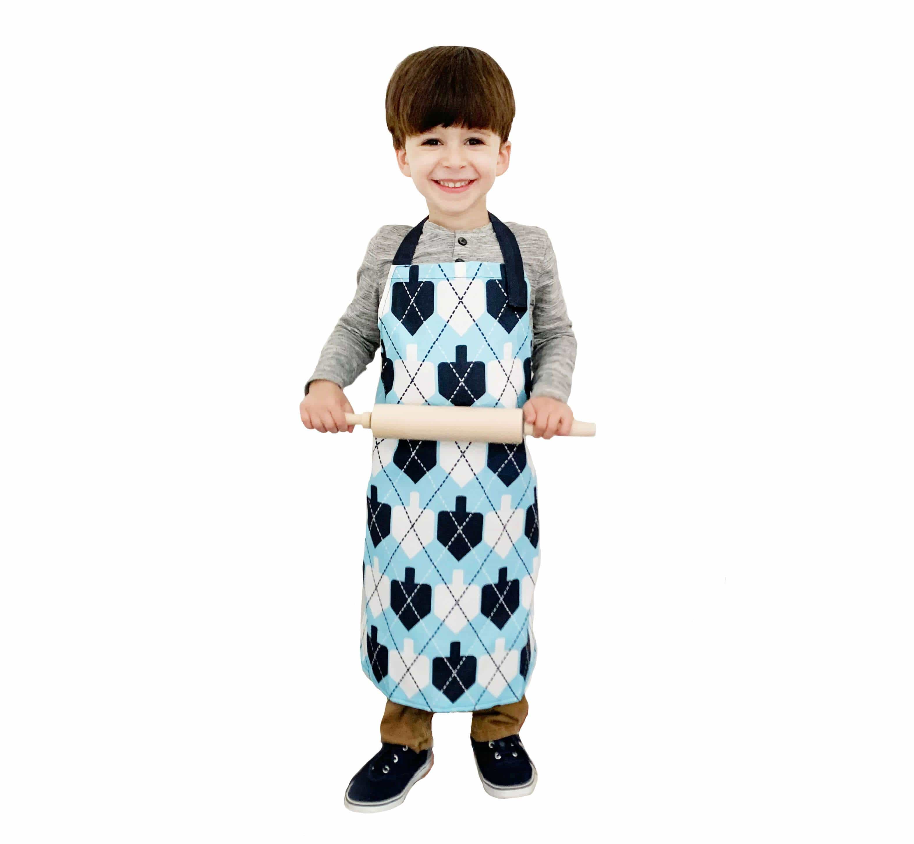 Kids Hanukkah Dreidel Argyle Apron、mySite、topwebapps