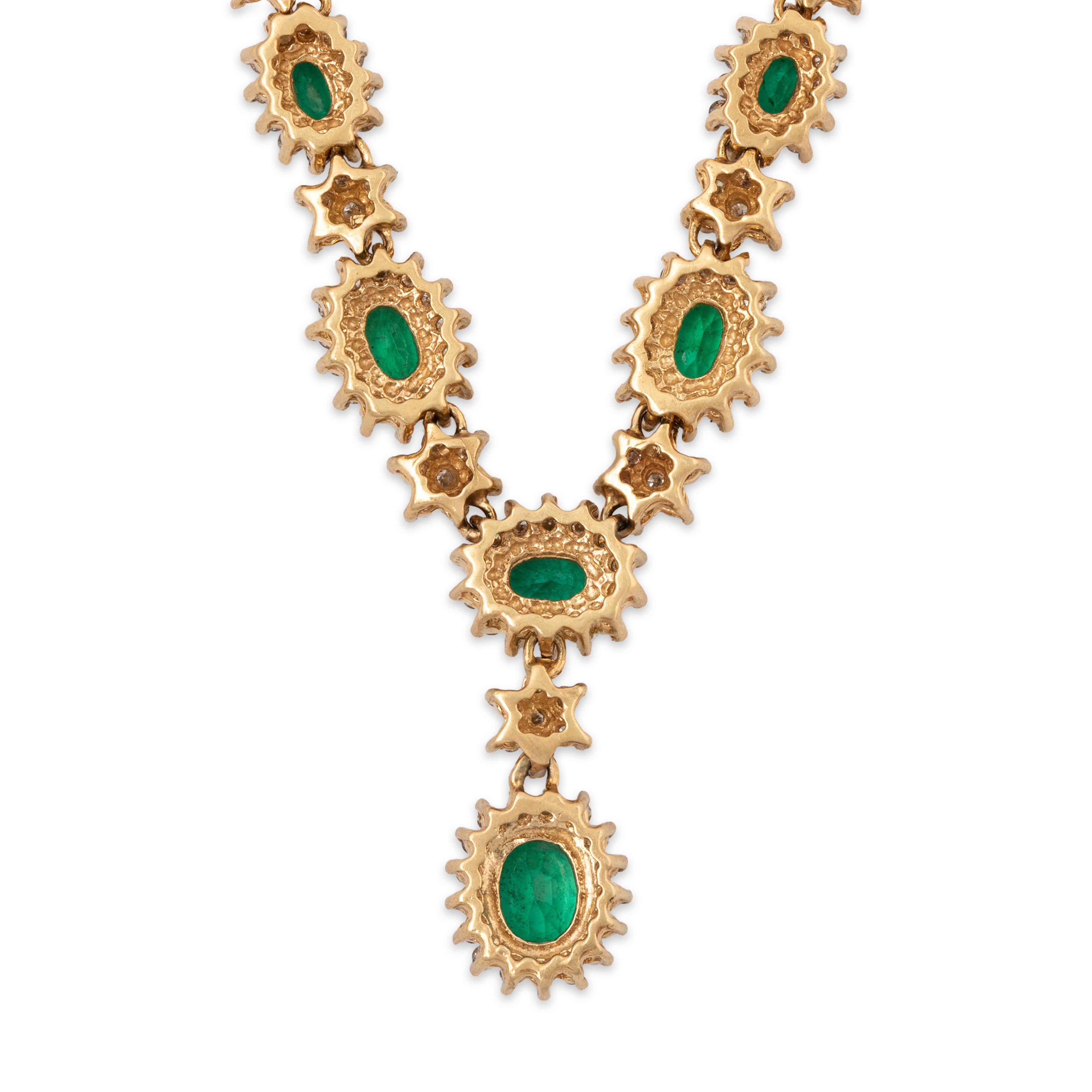 Vintage 14k Yellow Gold 3.07cttw Emerald 2cttw Diamond Statement Necklace 16.5、mySite、hinf8tx79