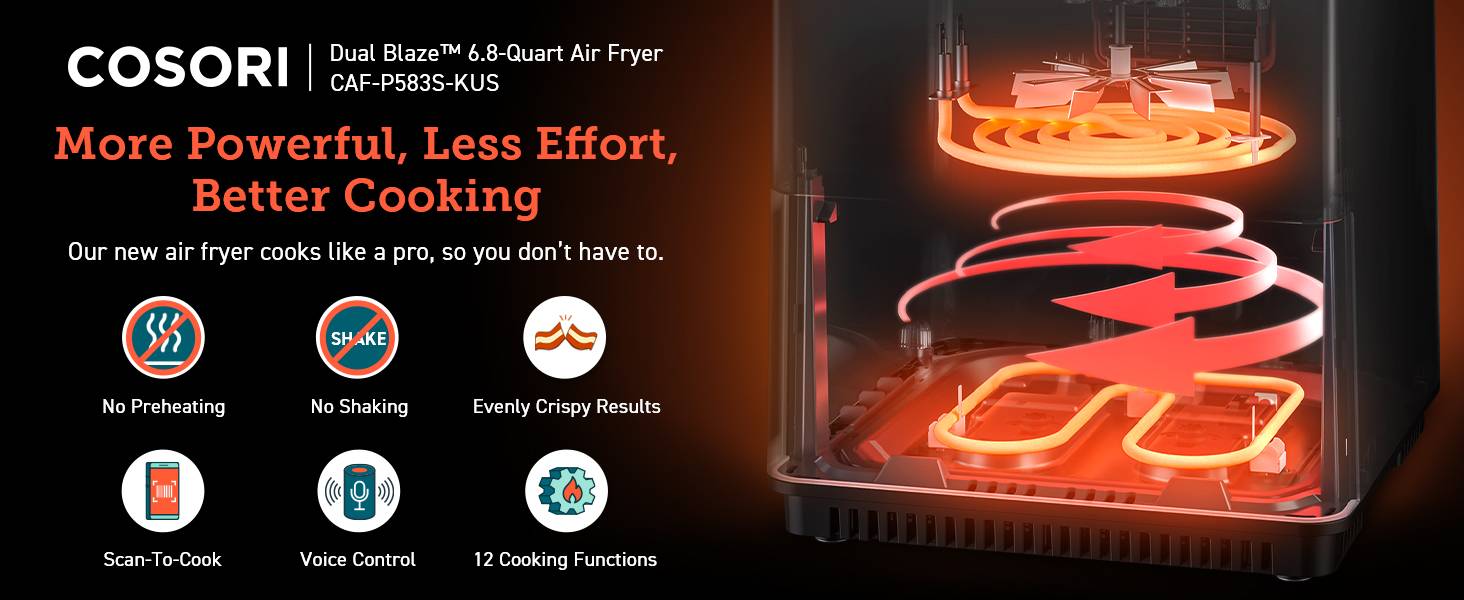 More Powerful, Less Effort, Better Cooking.Our new air fryer cooks like a pro, so you don锟斤拷t have to.