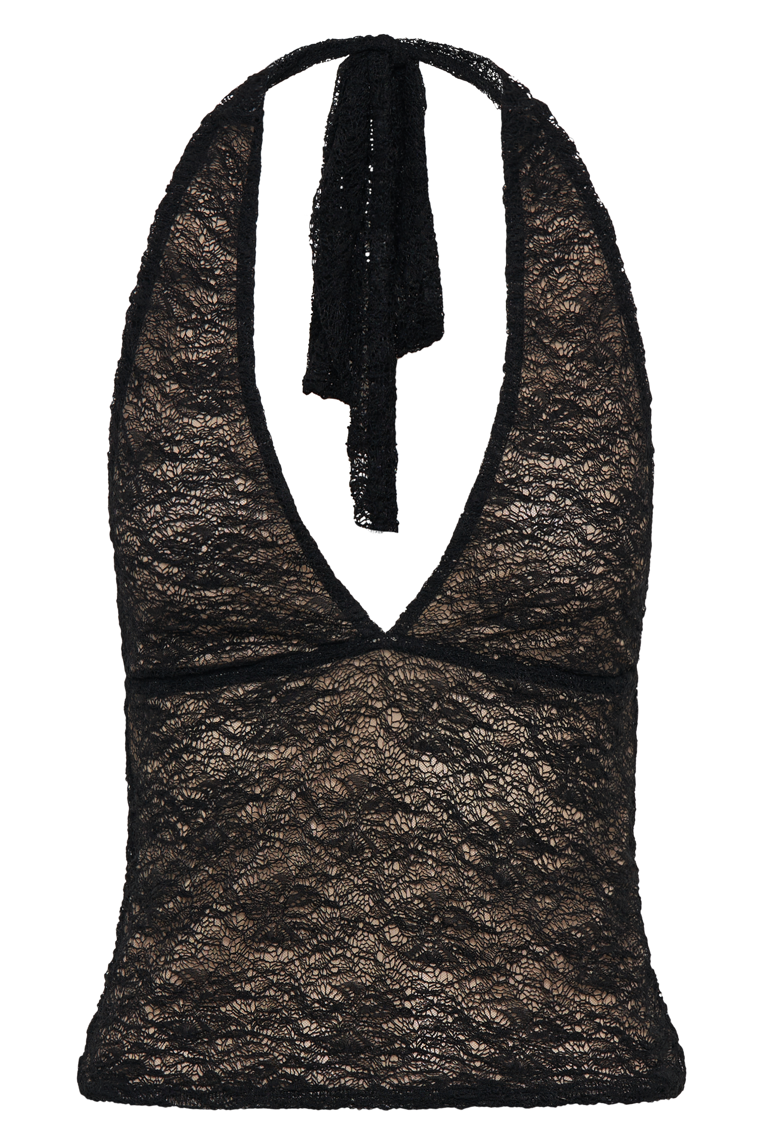 Asher Sheer Lace Halter Top - Black、mySite、solidvoid