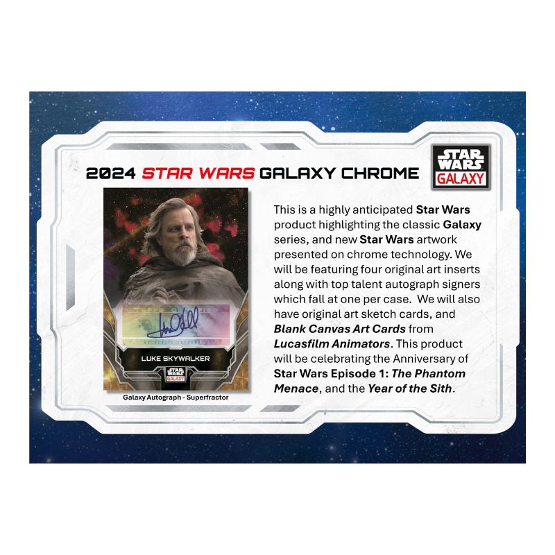 2024 Topps Star Wars Chrome Galaxy Hobby Box、mySite、waistdrama