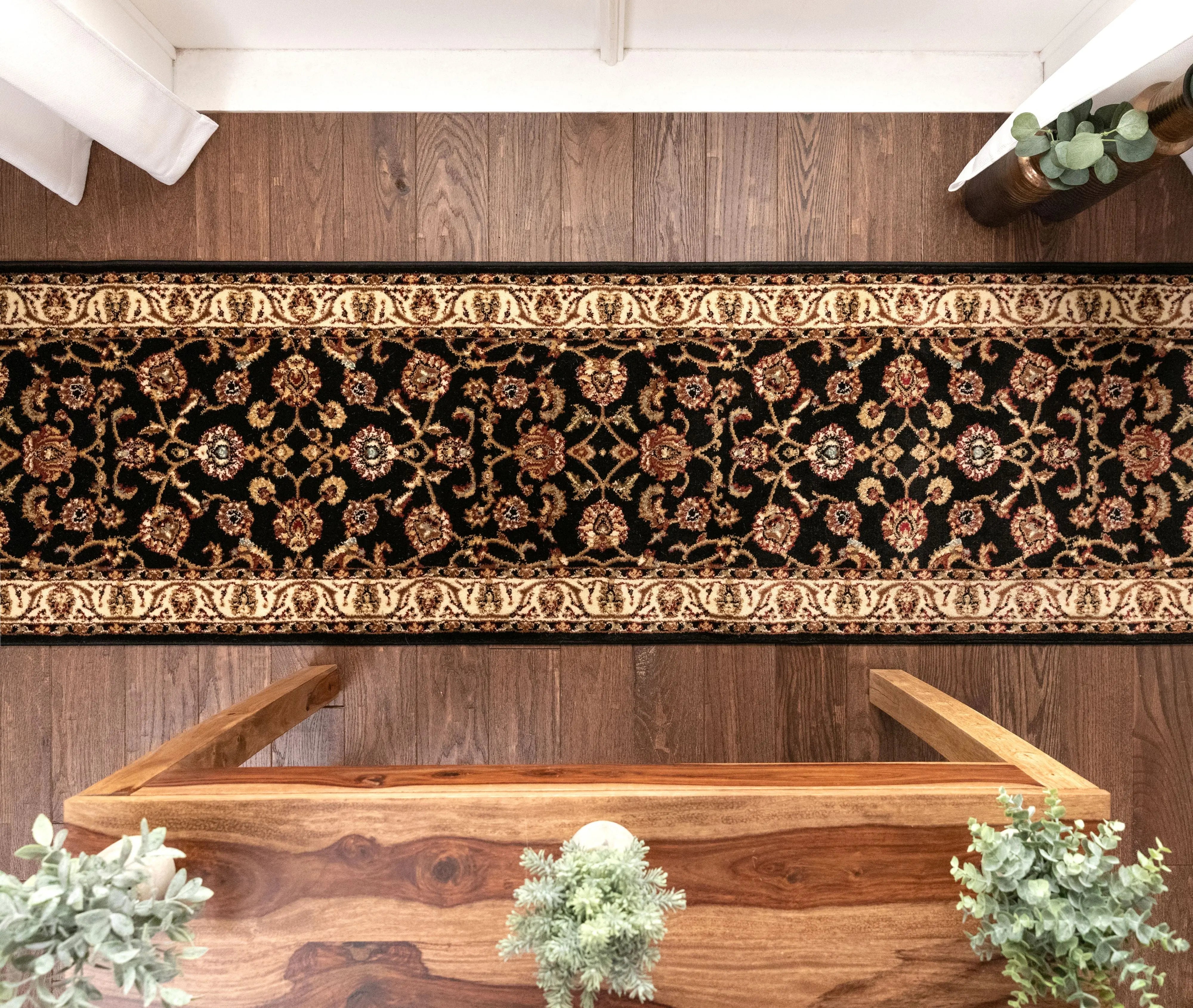 Sarouk Custom Size Runner Traditional Black 27 Inch Wide x Choose Your Length Hallway Runner Rug、mySite、gigharbornorthrealestate