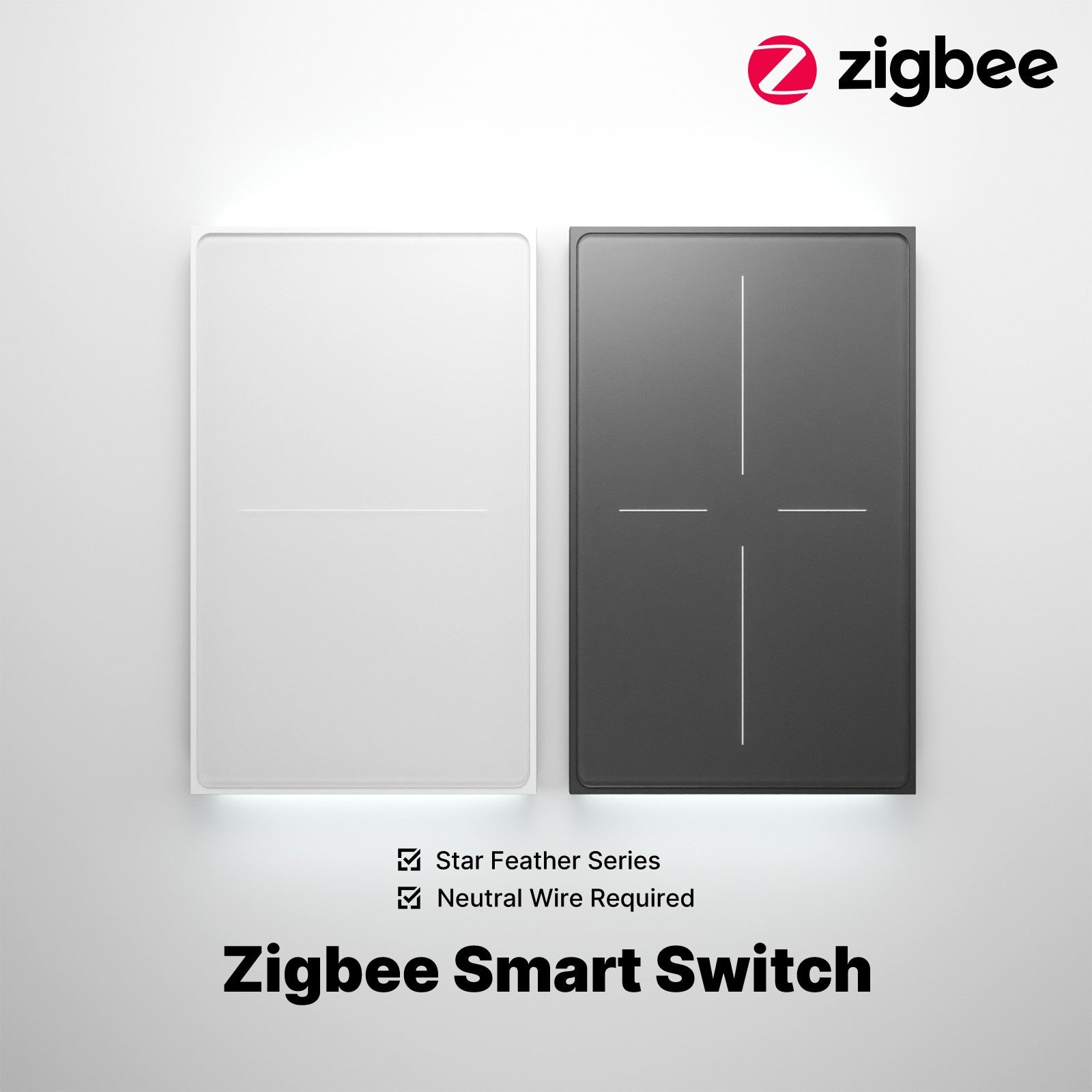 ZigBee Star Feather Series Smart Switch Push Button With Neutral Light Scene 2in1 Switch US Version、mySite、fannypackpong