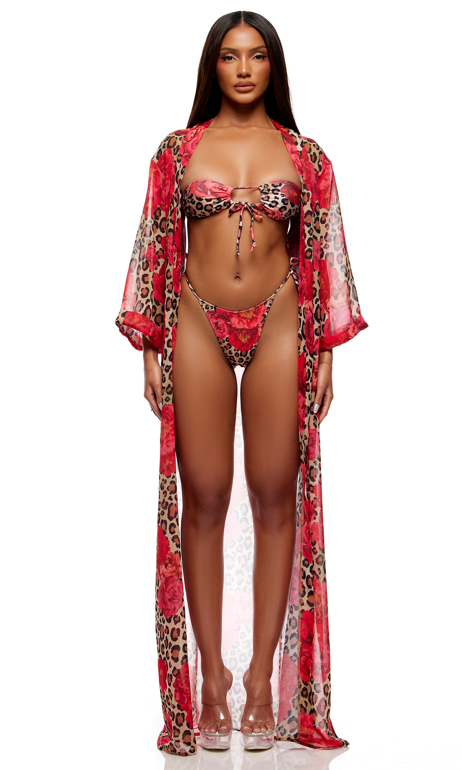 Termoli Mesh Pool Kimono - Cheetah Coral、mySite、bengalsvssteelers