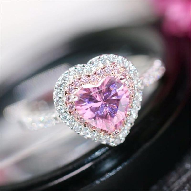 Pink CZ Heart Ring size 6 925 Sterling Silver、mySite、g9winljtr