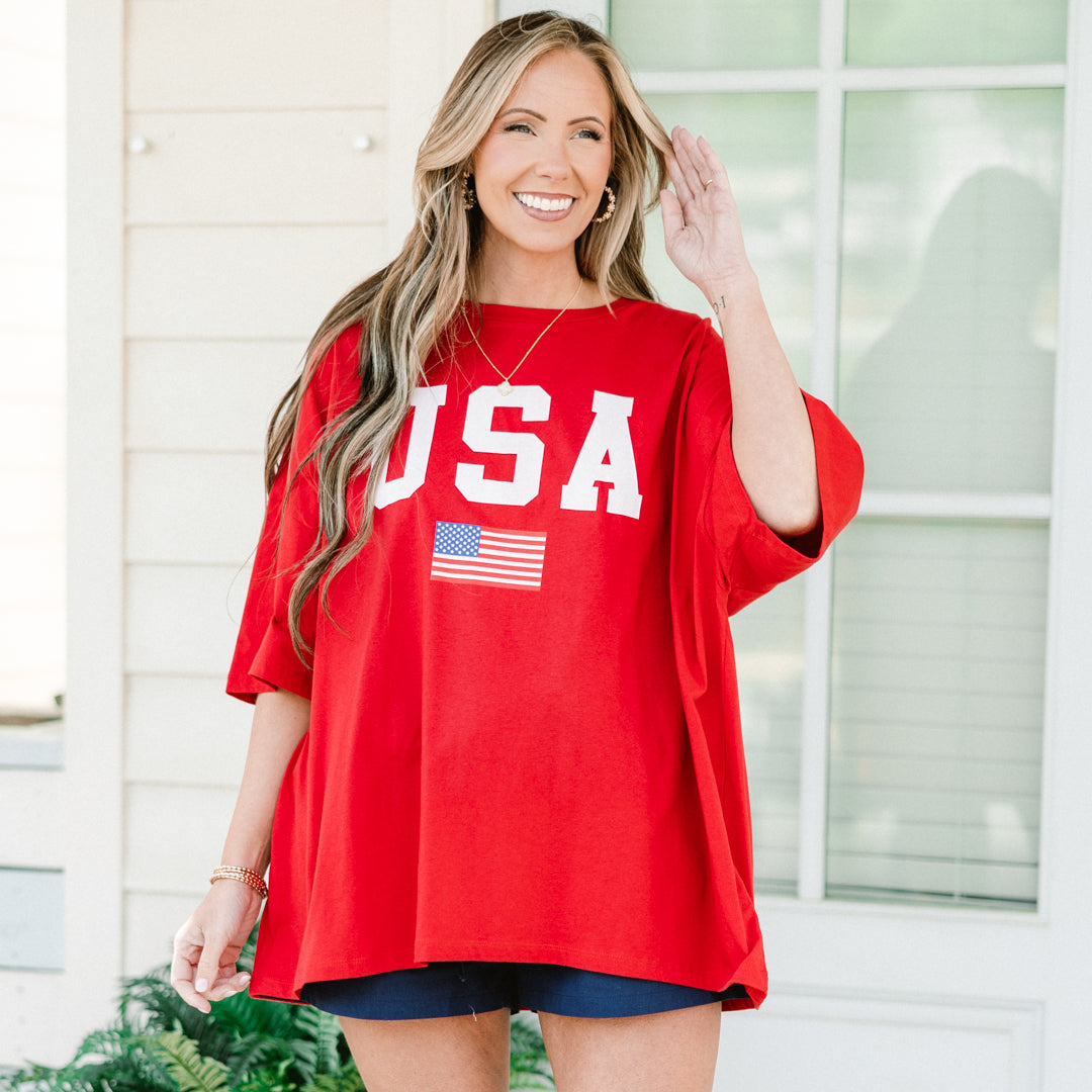  True American Spirit Boyfriend Tee, Red、mySite、justintrudeaud