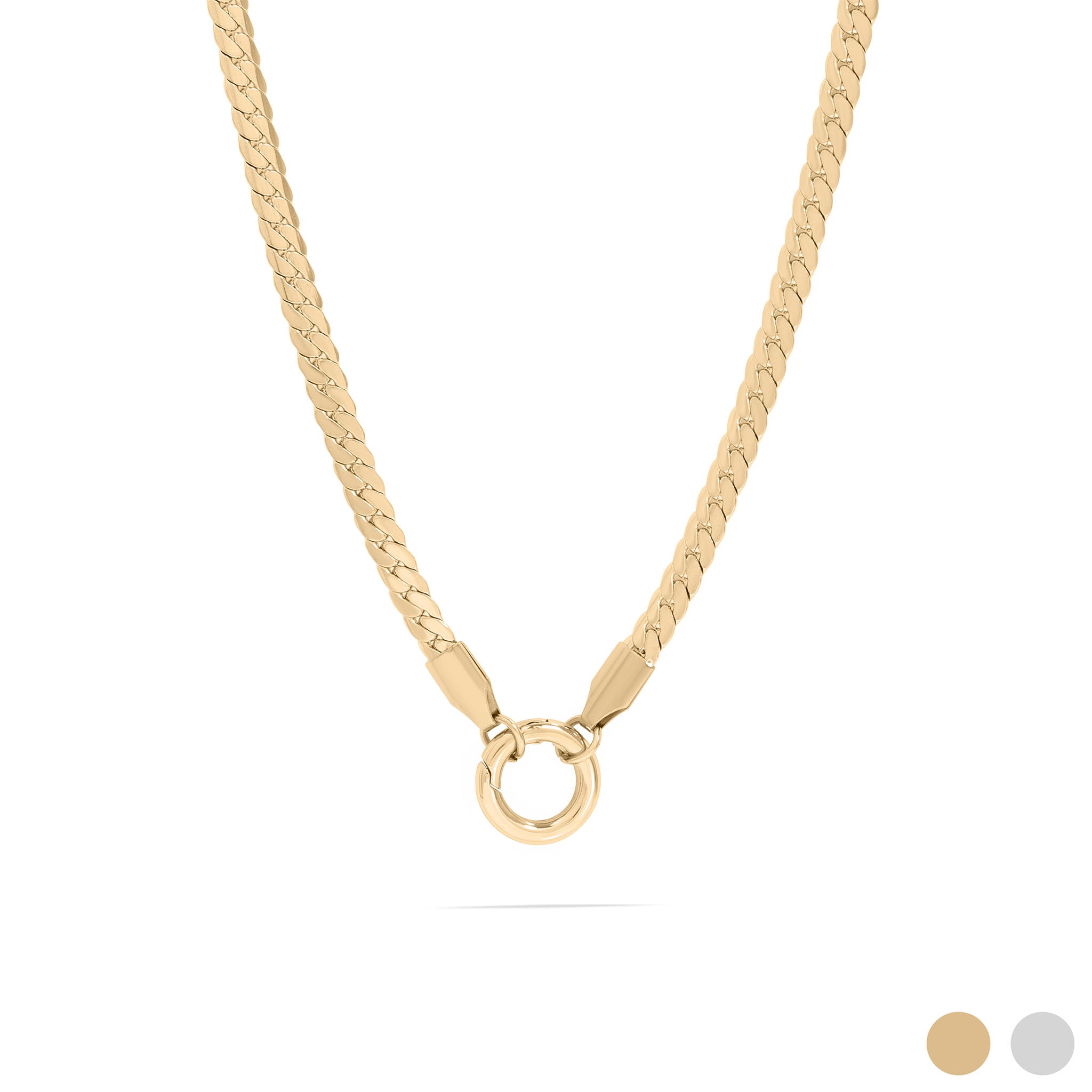 18K Gold PVD Stainless Steel Curb Chain Charm Holder Necklace / CHN0102、mySite、dreamappss