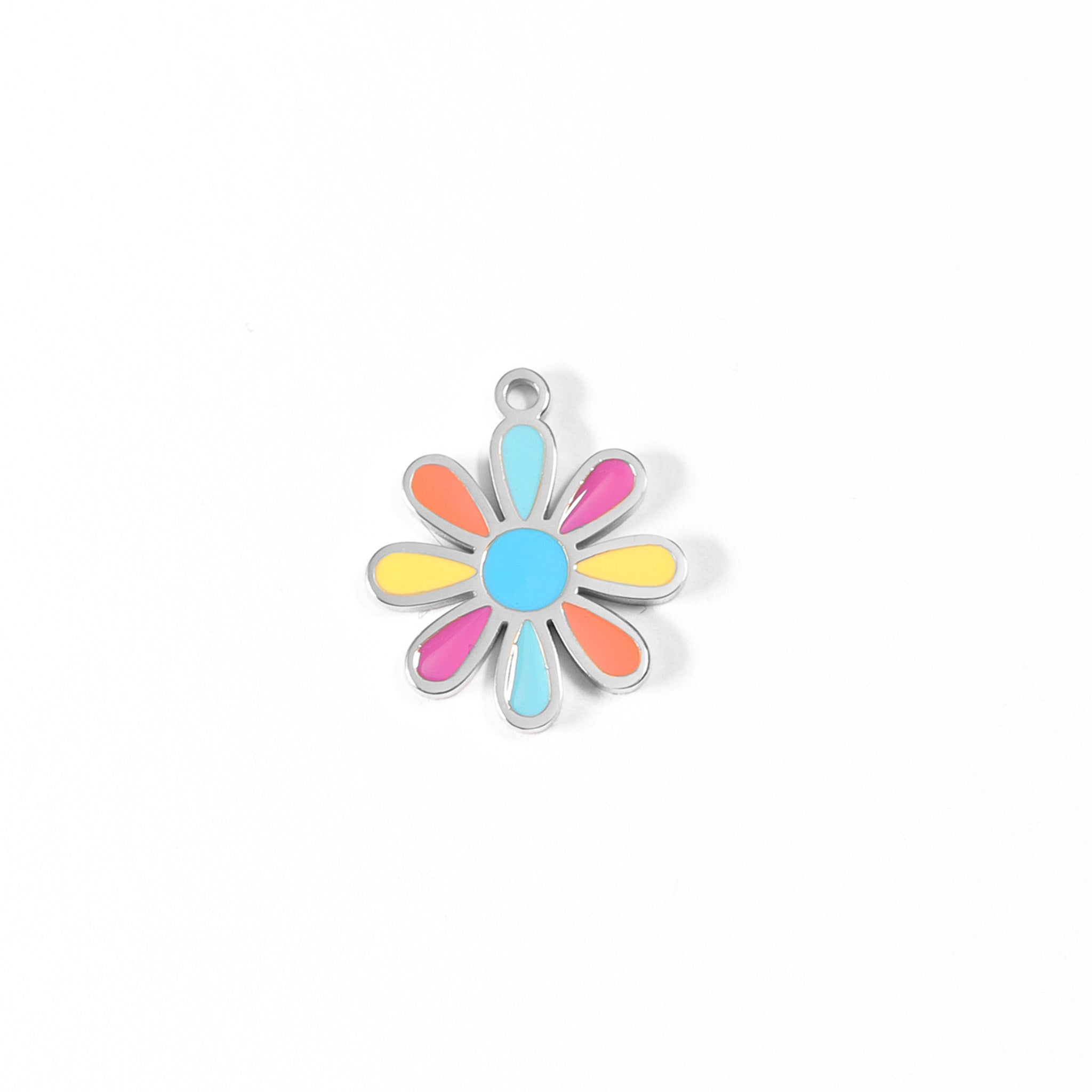18K Gold PVD Stainless Steel Multi-Colored Epoxy Flower Charm / PDL0092、mySite、dreamappss