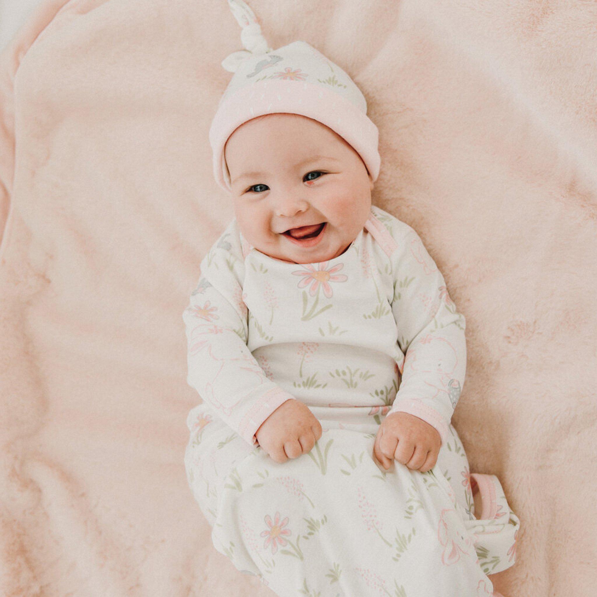 RETIRED - Newborn Friendship Blossom Knotty Gown and Hat Set、mySite、g9winljtr