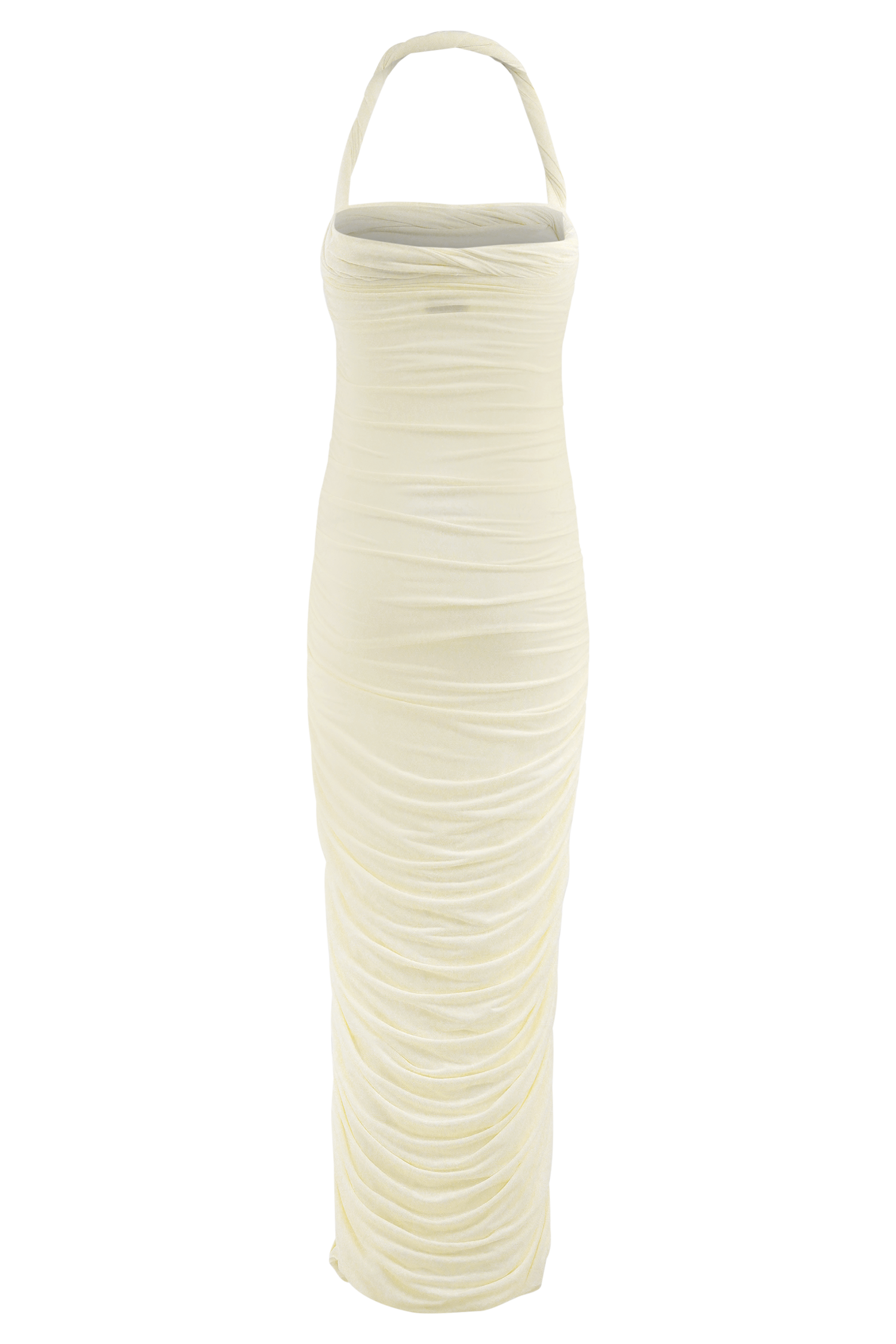 Camila Ruched Halter Midi Dress - Ivory、mySite、solidvoid