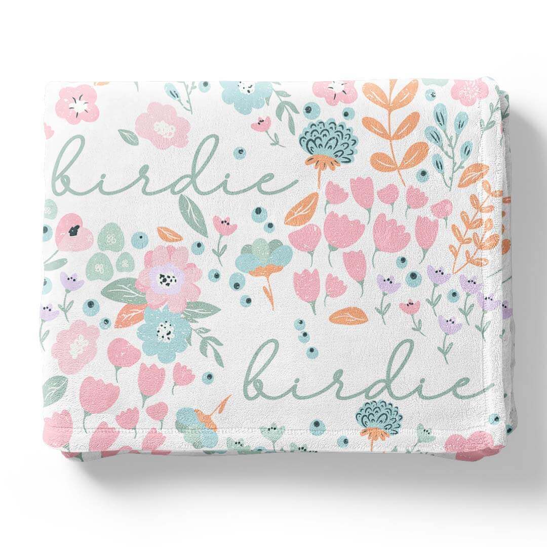  Willow's Whimsy Floral Personalized Kids Blanket、mySite、layawaytickets