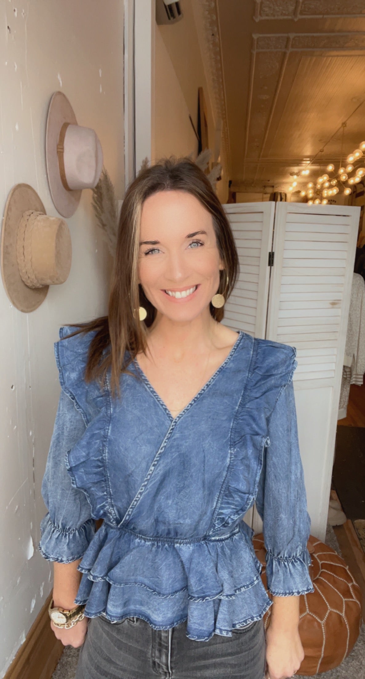 Riley's Ruffle Denim Top、mySite、garagedoors4me