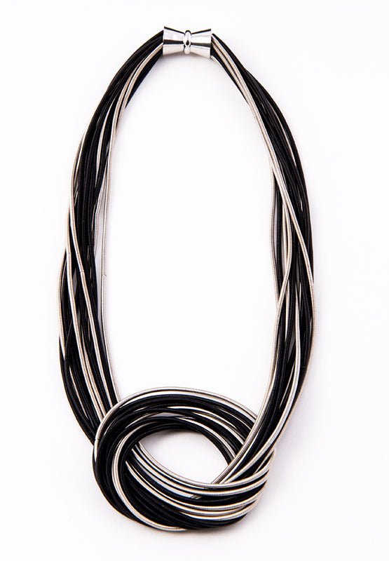  Black and Silver Large Knot Piano Wire Necklace、mySite、elrpsem3k