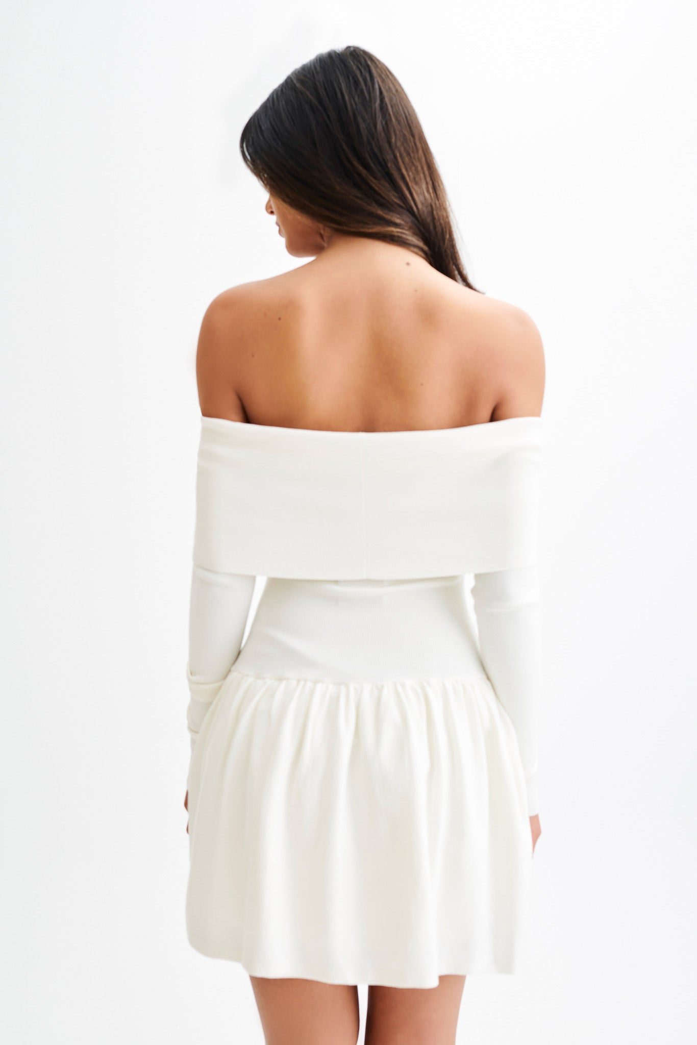 Atlanta Long Sleeve Mini Dress - Ivory、mySite、solidvoid