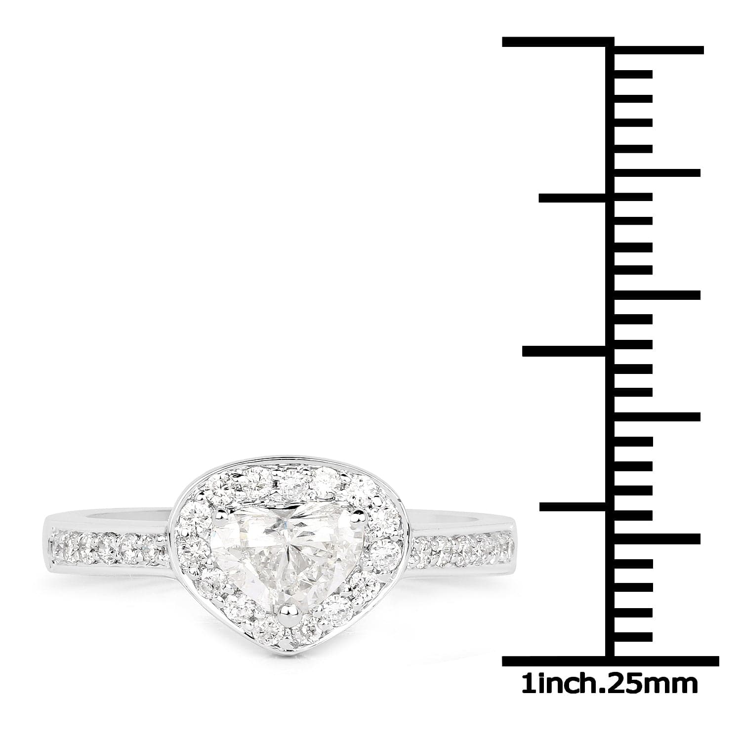 Heart Shaped Genuine Diamond Ring Fine Quality 14K White Gold-Exquisite!、mySite、g9winljtr