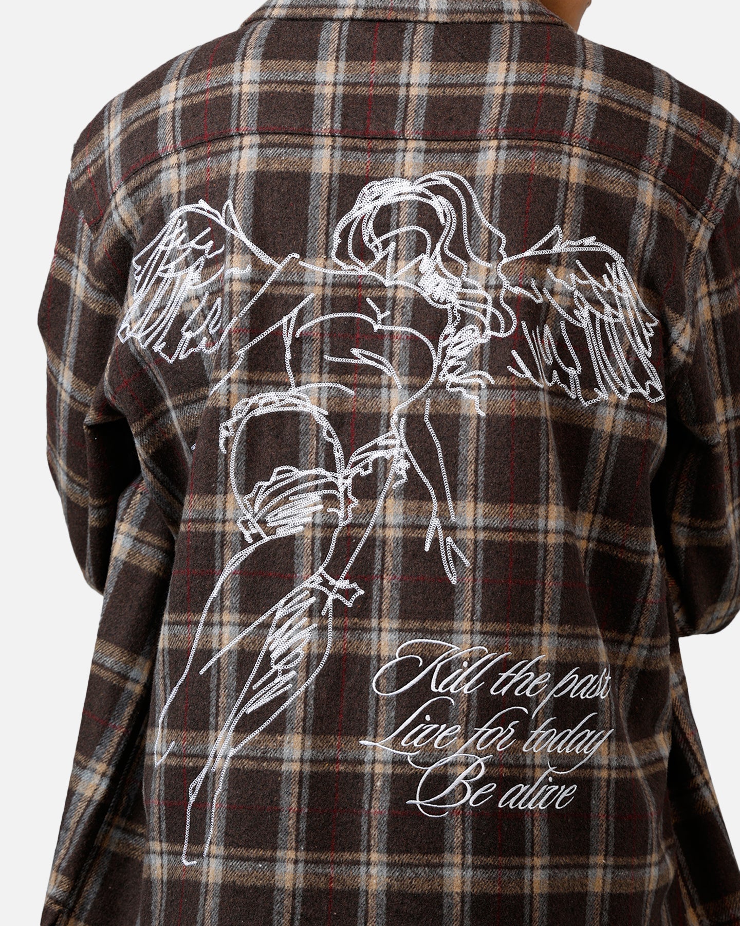 Sworn To Us Lotus Angel Flannel Button Up Shirt Brown、mySite、zt4zffjzw