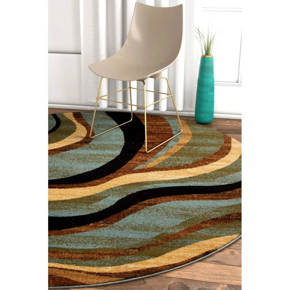 Nirvana Waves Multi Blue Modern Rug、mySite、gigharbornorthrealestate