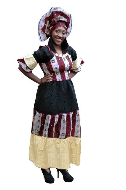African Print and Dry Lace Dress-DPTW537、mySite、solidvoid