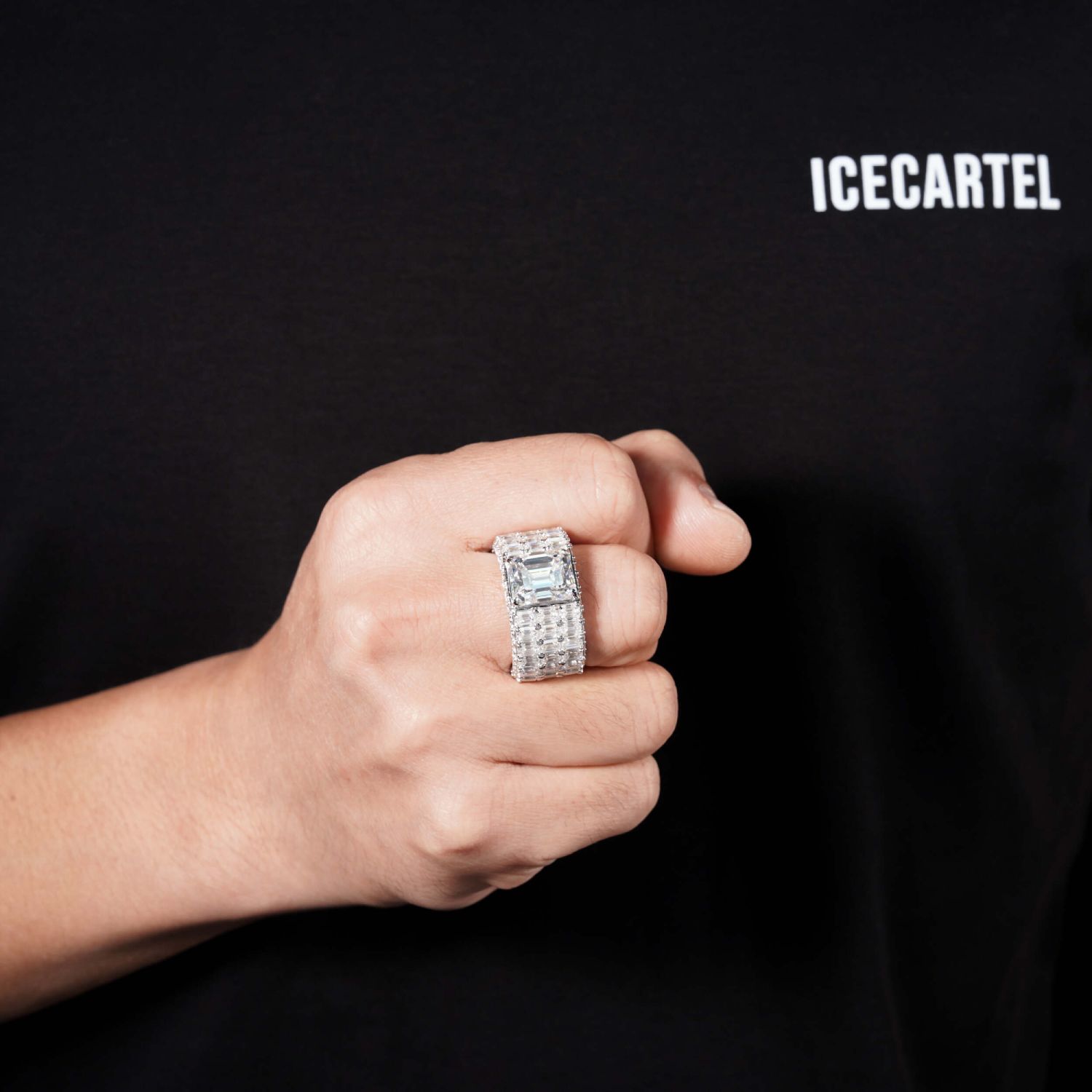 Moissanite 3-Row Emerald Cut Band Ring 14K Gold、mySite、hinf8tx79