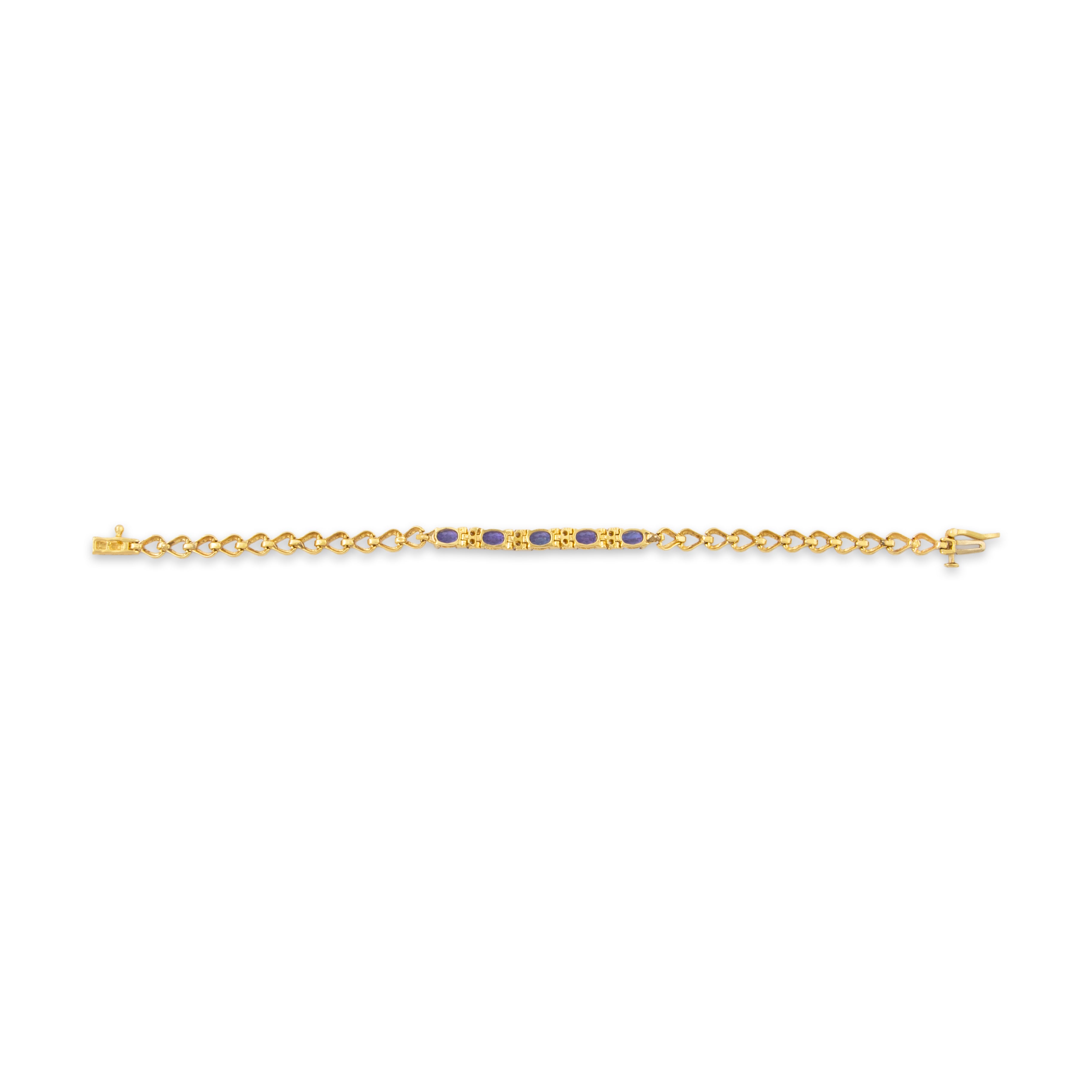 Vintage 14k Yellow Gold 2cttw Tanzanite Diamond Line Link Bracelet 6.5、mySite、hinf8tx79