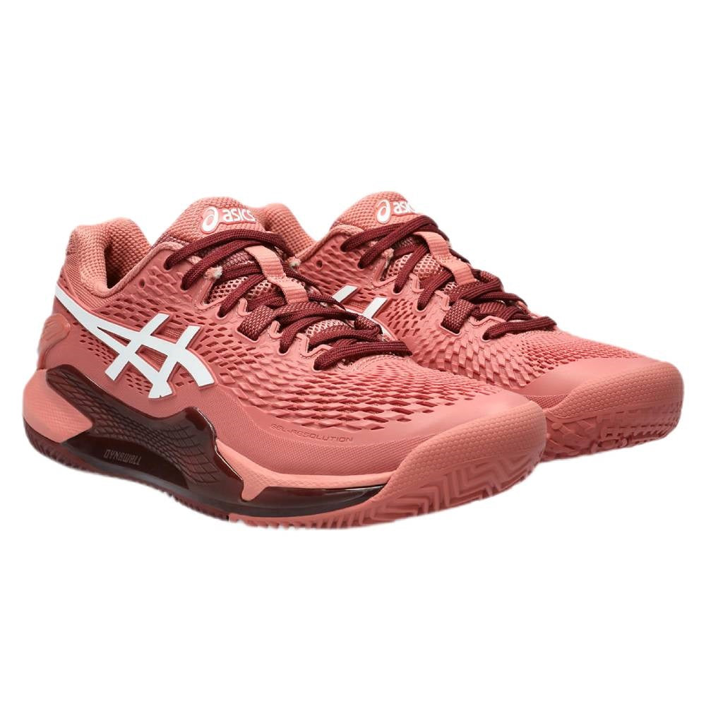 Asics Gel Resolution 9 Clay Women's Tennis Shoe (Light Garnet/White)