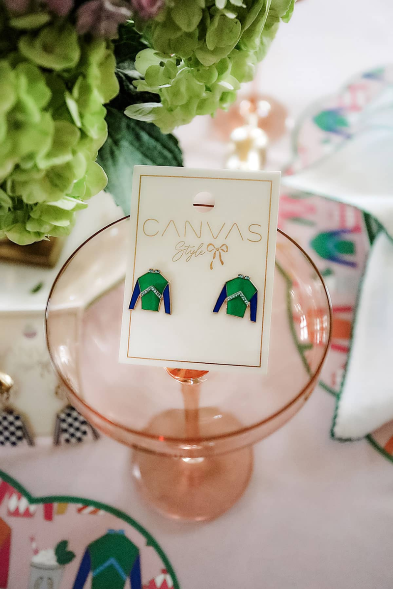 Mage Jockey Silk Enamel Stud Earrings Green & Blue - FINAL SALE、mySite、hinf8tx79