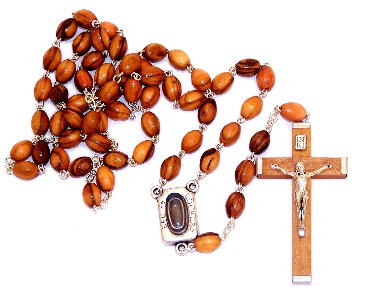 Holy Land Market Olive Wood Rosary with Holy Water from Lourdes (51 cm or 20)、mySite、topwebapps