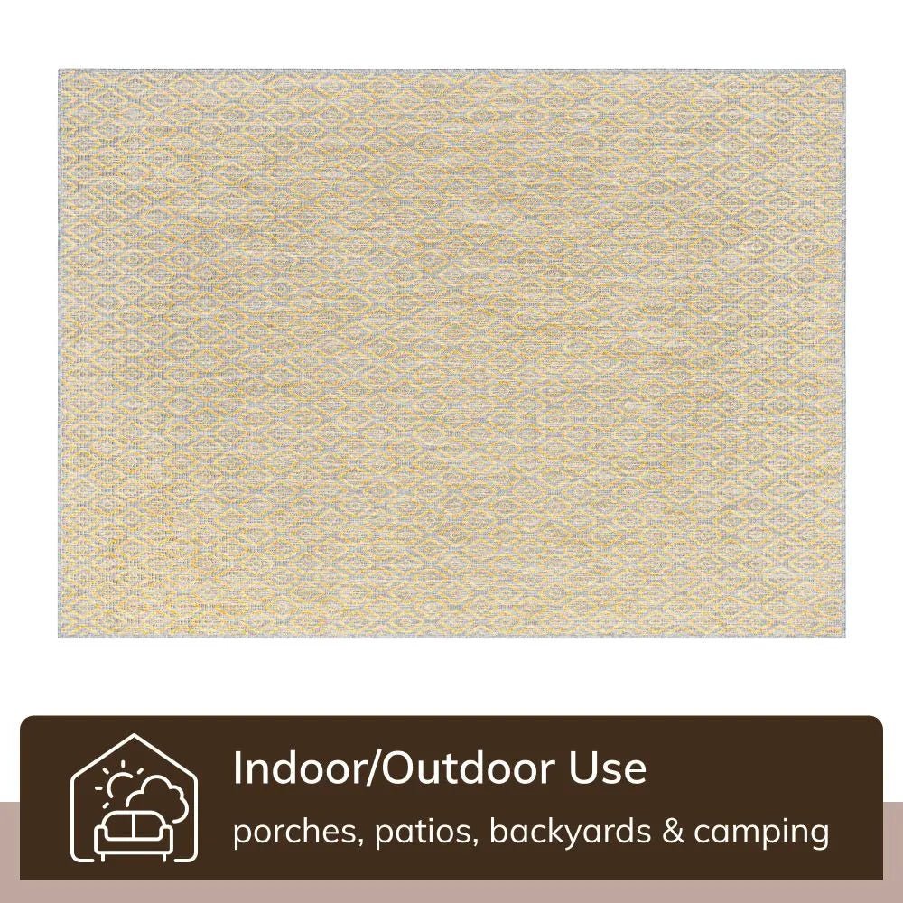 Sienna Modern Solid Pattern Yellow 5'3 x 7'3 Flat-Weave Indoor/Outdoor Rug、mySite、gigharbornorthrealestate