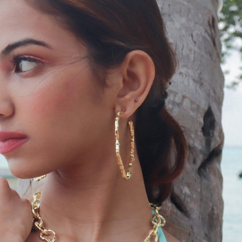 Melted Hoop Earrings | 14K Gold Plated、mySite、camillekostekn