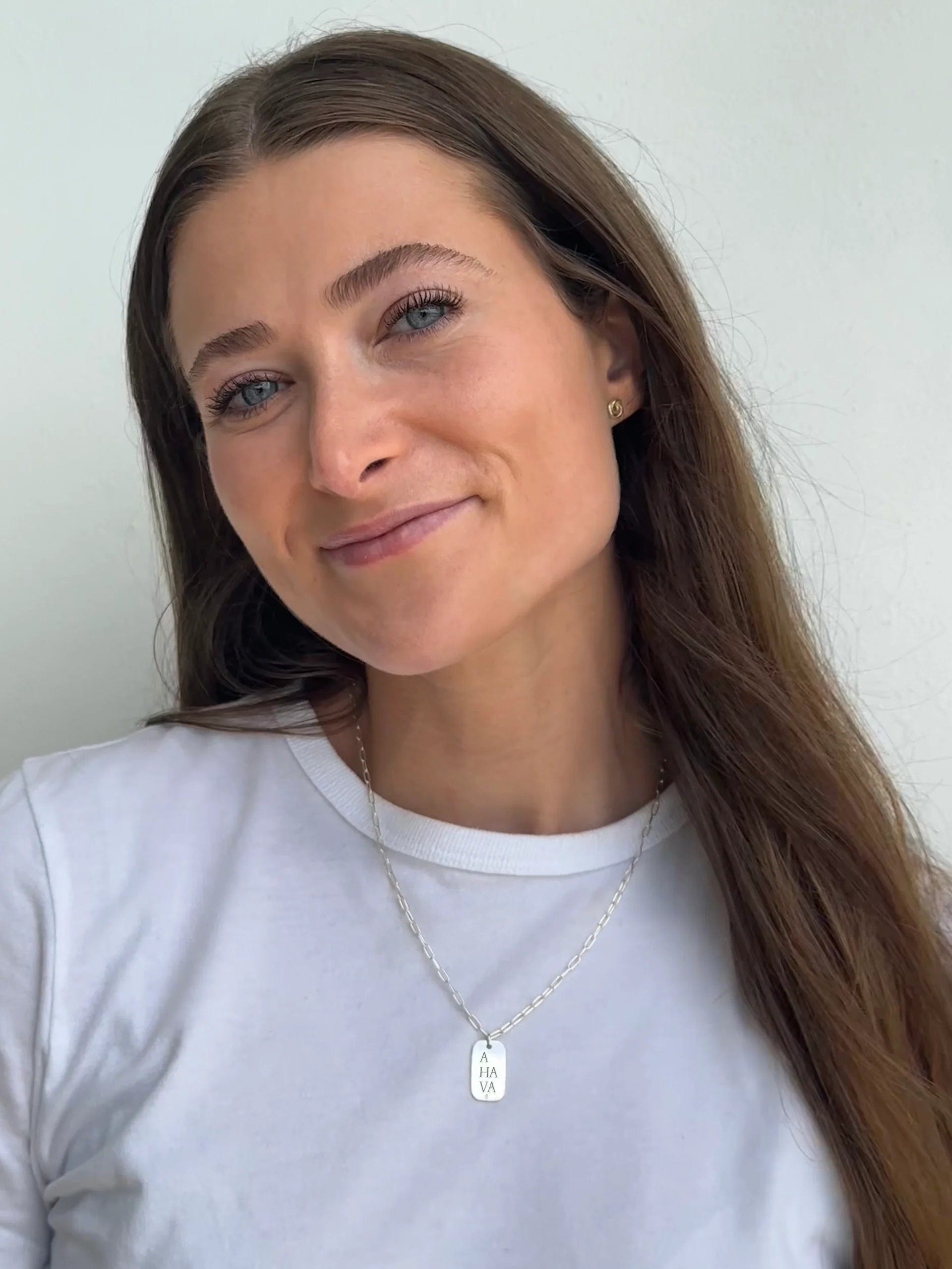 MMJ My Way ID Tag Necklace with Diamond - Choice of Statement - (Sterling Silver or Gold-Plated)、mySite、topwebapps