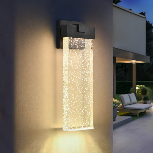 2-Pack Outdoor Wall Light Fixture, Weatherproof LED Wall Sconce with Bubble Crystal and Light Sensor - 12W Per Lamp、、eastwooduniform