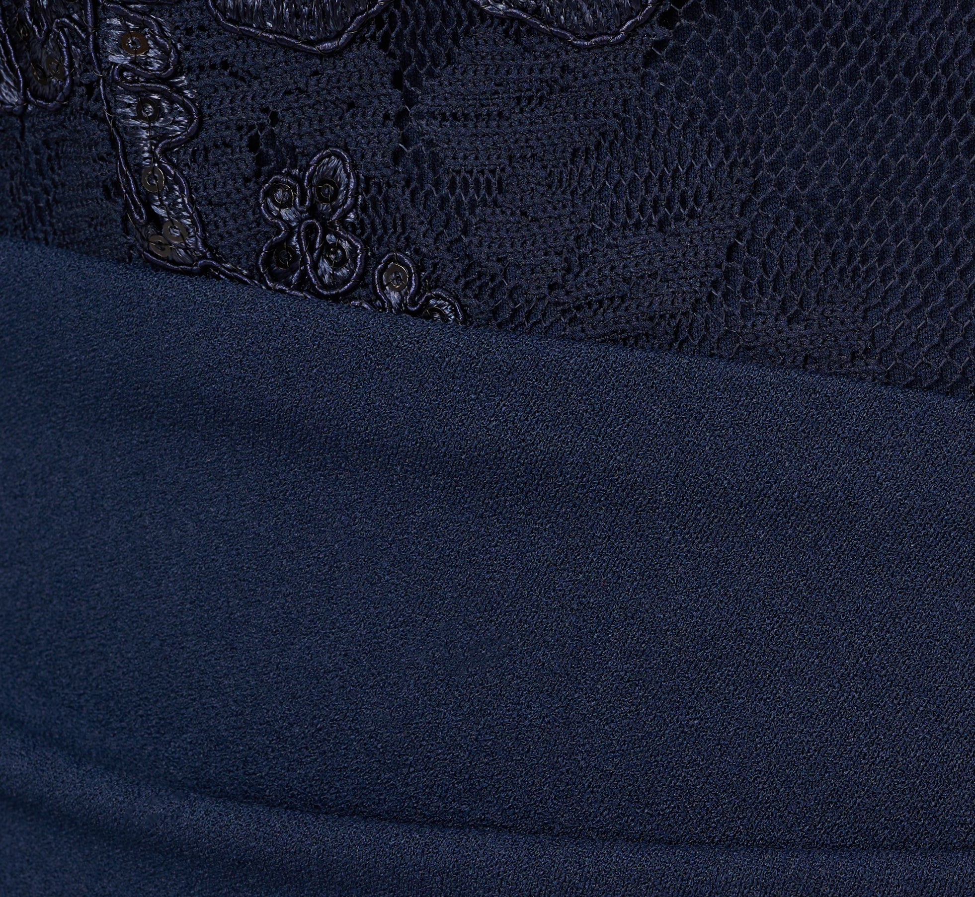 Sequin Floral Lace Dress With Sheer Bell Sleeves In Navy、mySite、solidvoid