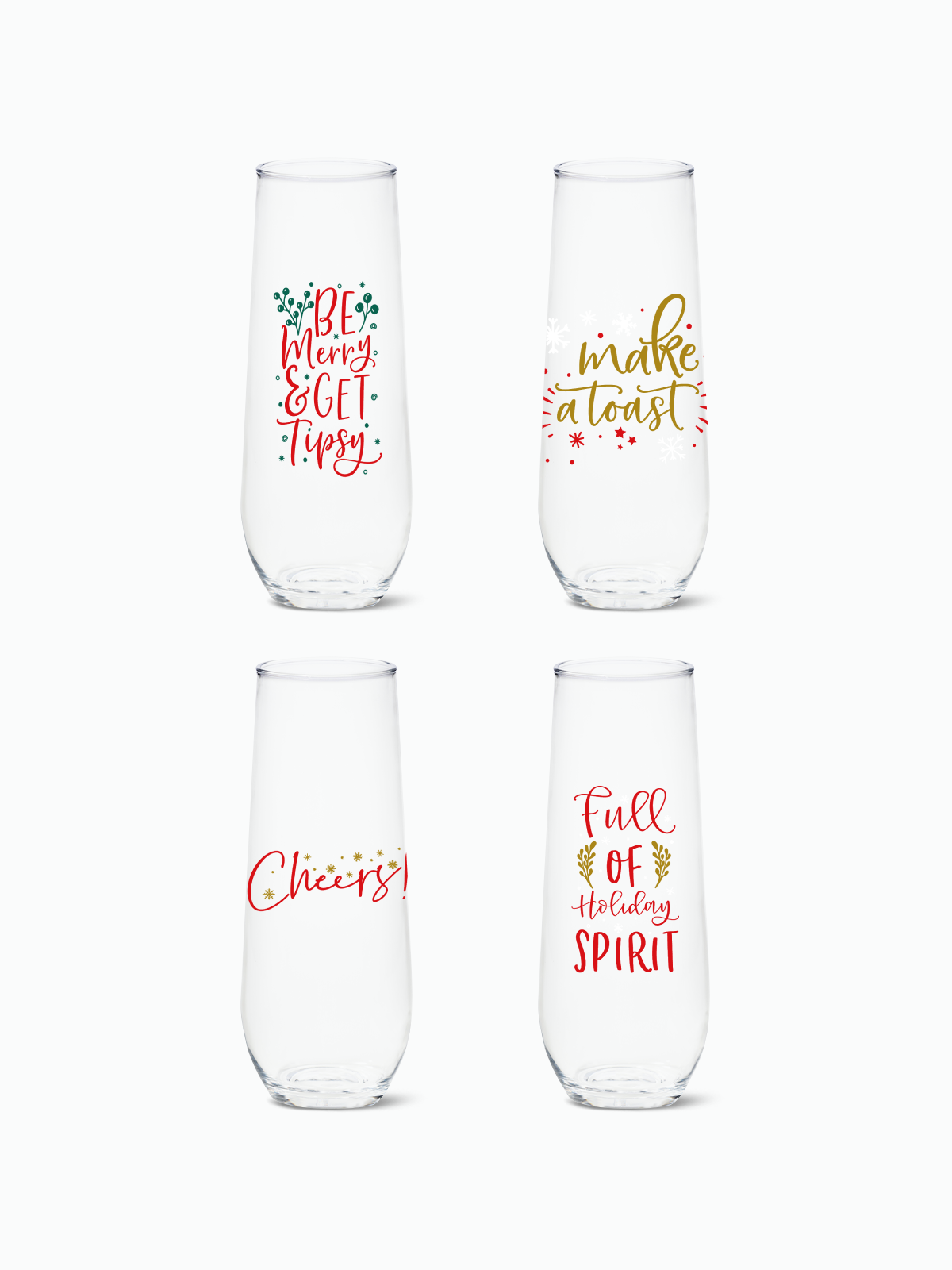 Holiday Spirit - RESERVE 9oz Stemless Champagne Tritan Copolyester Glass、mySite、camillekostekn