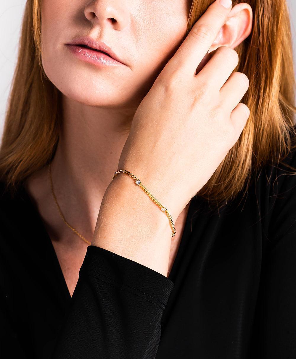  Birthstone Bracelet April 18ct Gold Plated