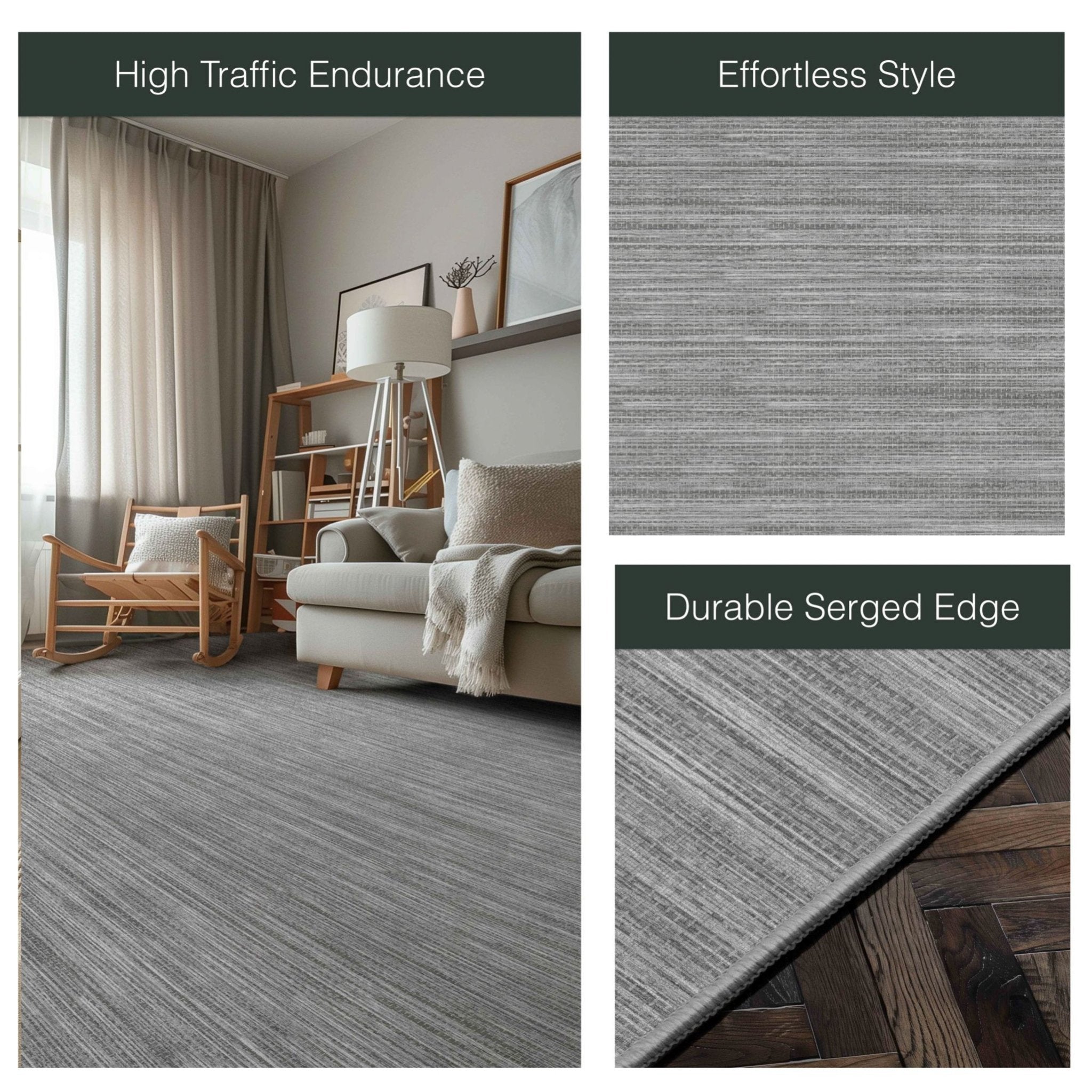 Edwin Custom Rug - Monochrome Striation , Flat Pile, Easy Clean, Customizable for Your Space、mySite、gigharbornorthrealestate