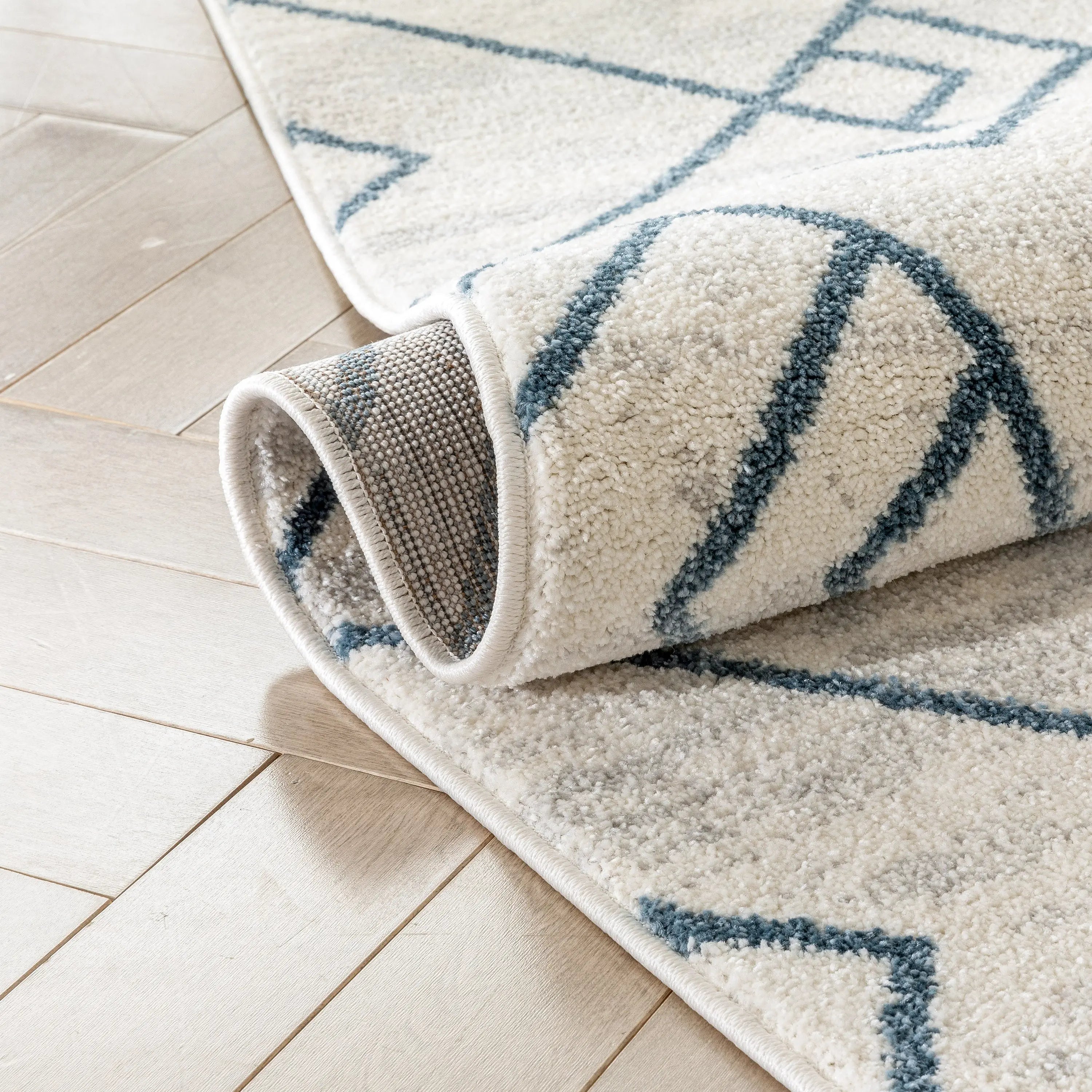 Diodelly Moroccan Lattice Trellis Blue Ivory Rug、mySite、gigharbornorthrealestate