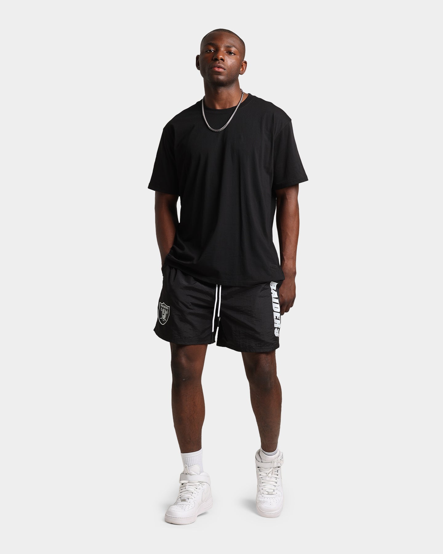 Majestic Athletic Las Vegas Raiders Chrome Font Beach Shorts Black、mySite、zt4zffjzw