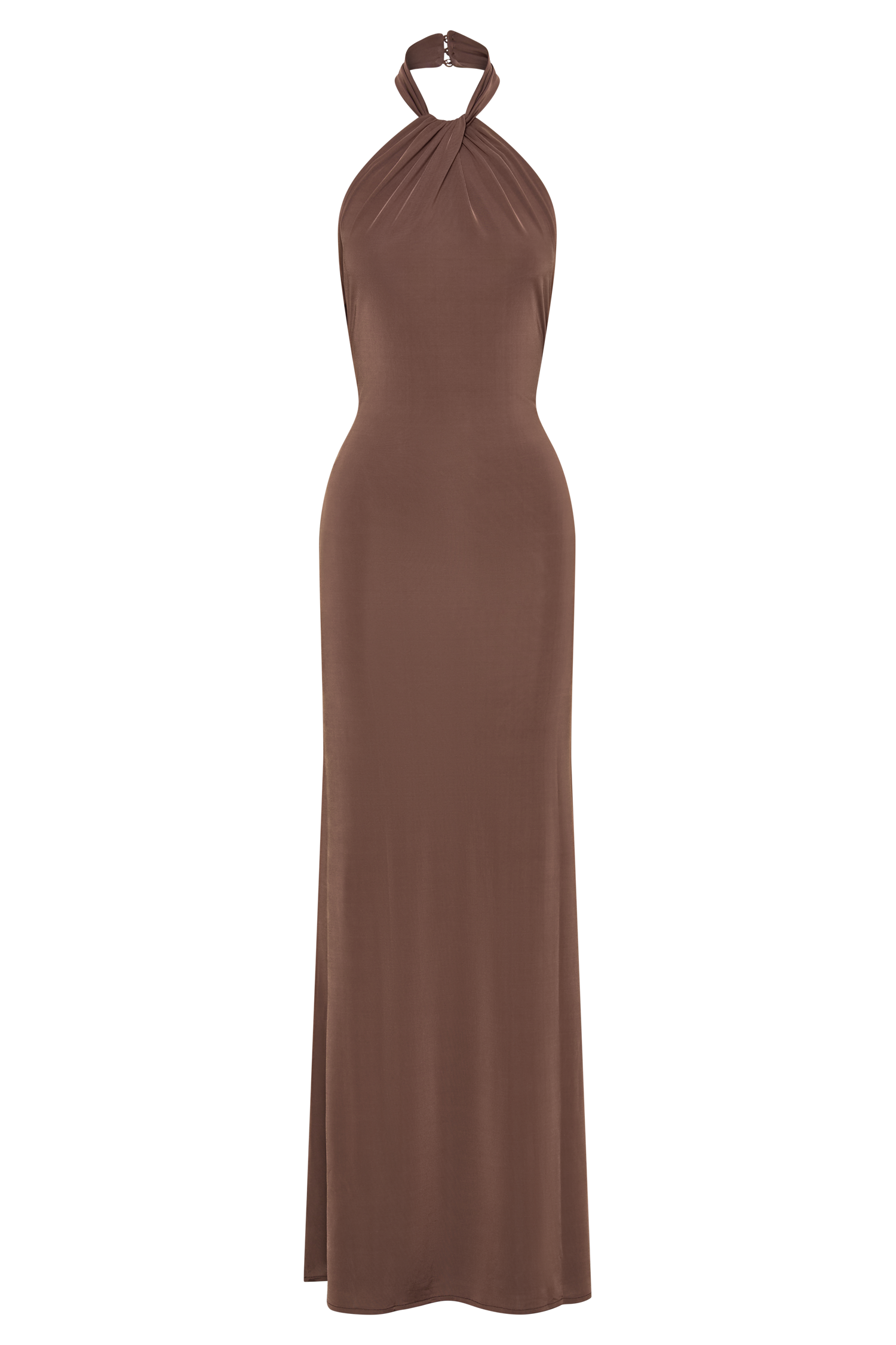 Elyna Slinky Halter Maxi Dress - Chocolate、mySite、solidvoid