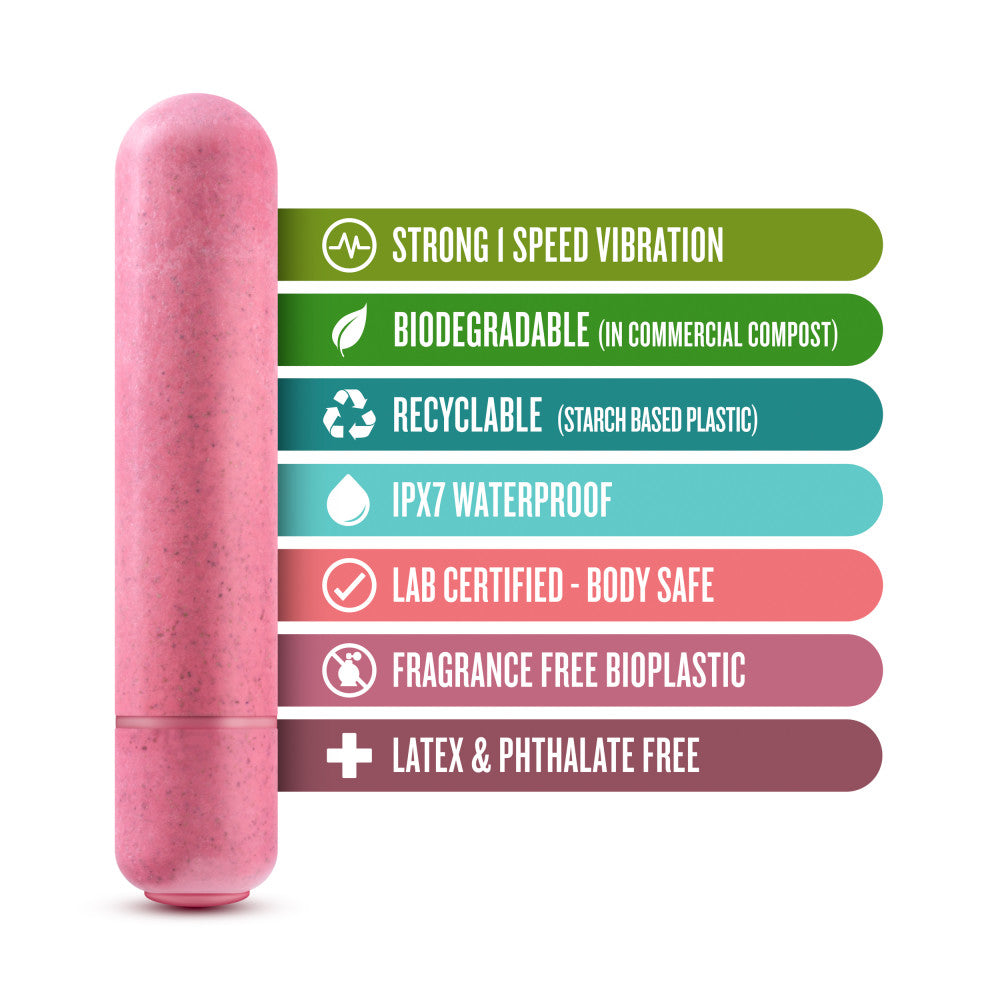 Gaia® By Blush | Eco Bullet: Plant-Based 4 Smooth Waterproof Bullet Vibrator in Pink - Made from Sustainable BioFeel™、mySite、bottomscart