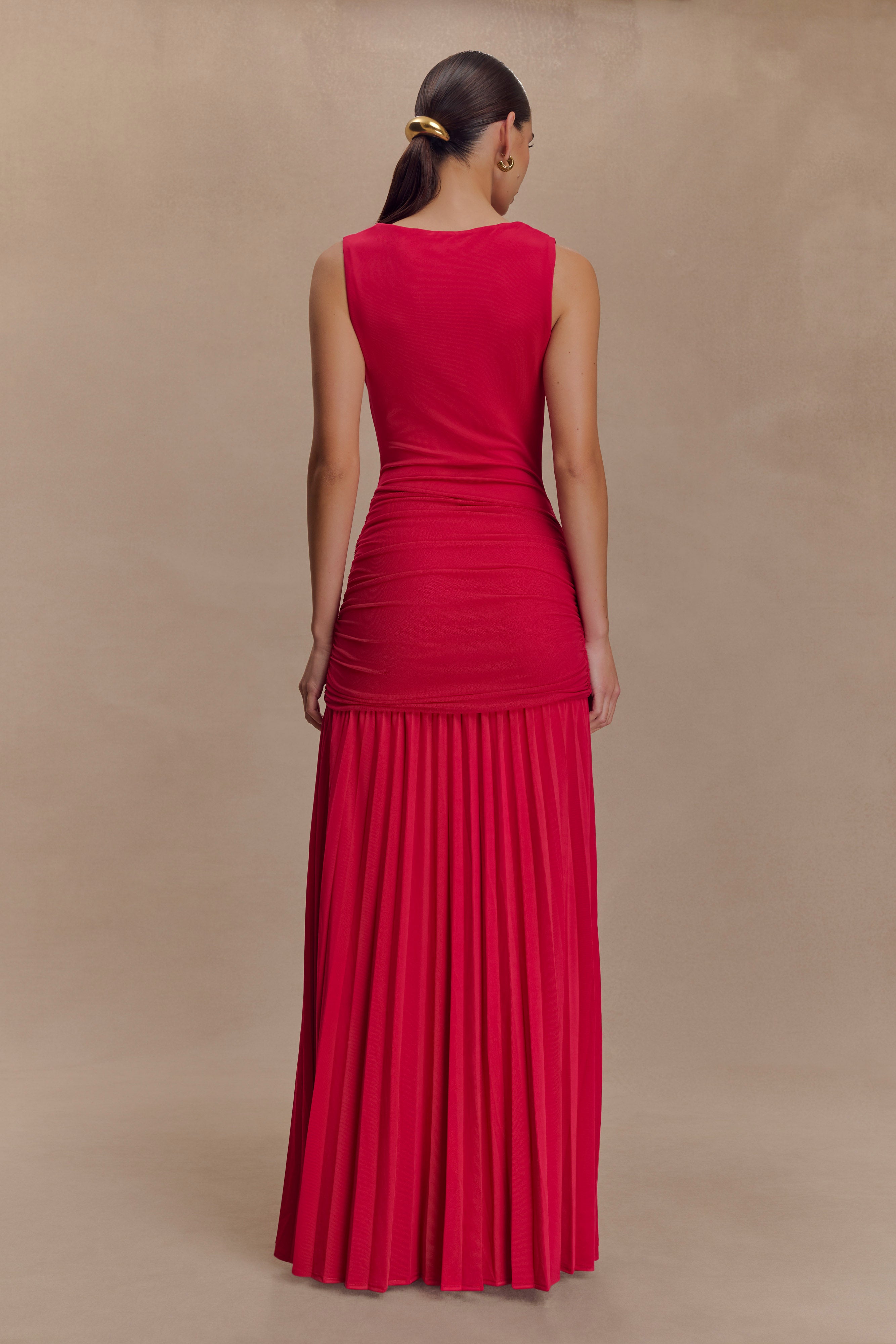 Dania Cowl Neck Slinky Maxi Dress - Fuchsia Pink、mySite、solidvoid