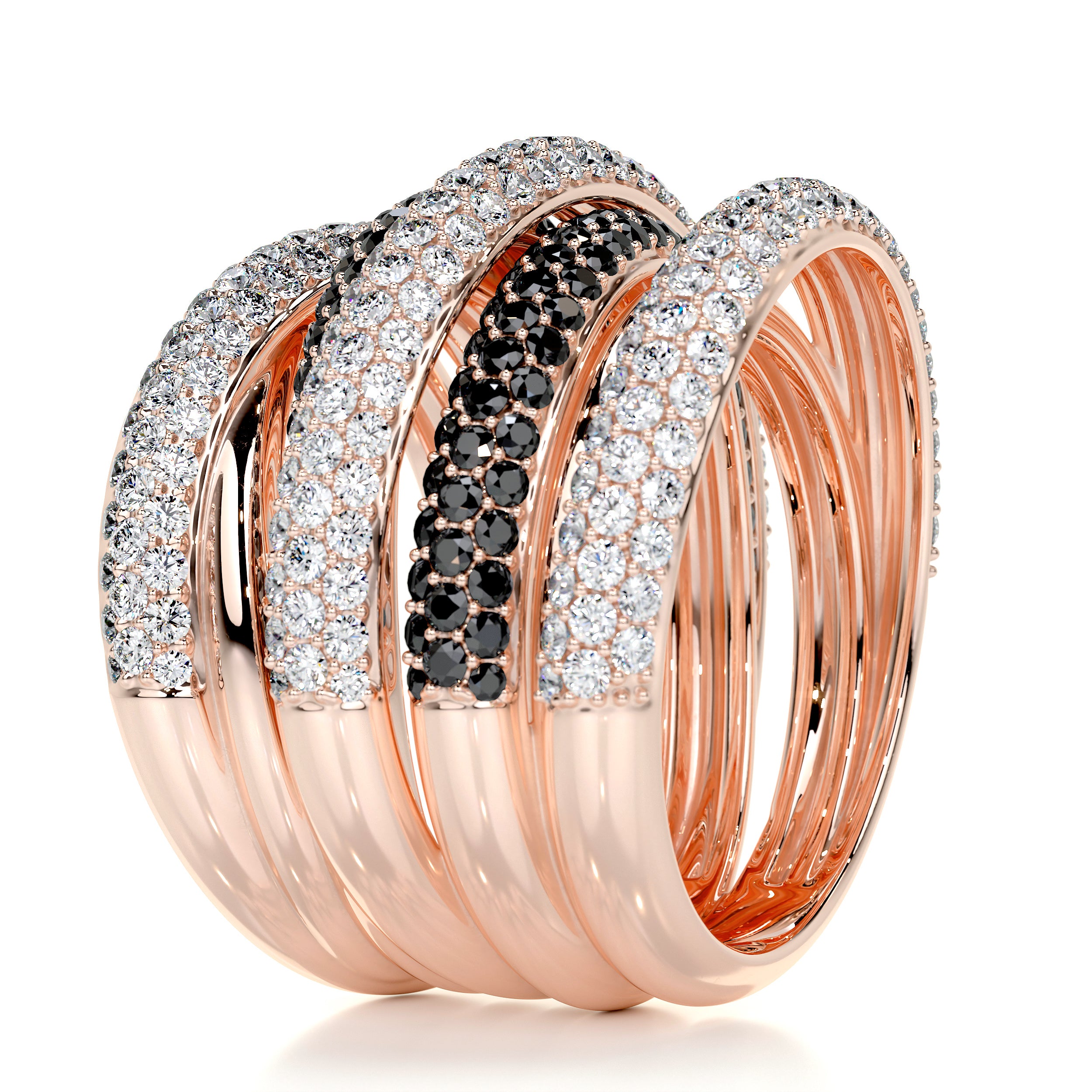 Aurora Black & White Diamond Wedding Ring (3 Carat) -14K Rose Gold、mySite、hinf8tx79