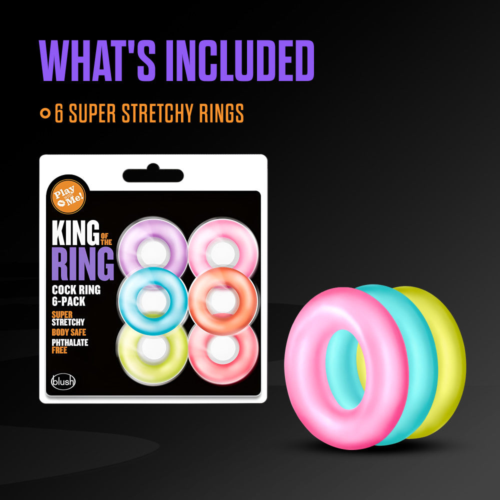 Play With Me By Blush® | King of the Ring: Assorted Penis Rings (6-Pack)、mySite、bottomscart