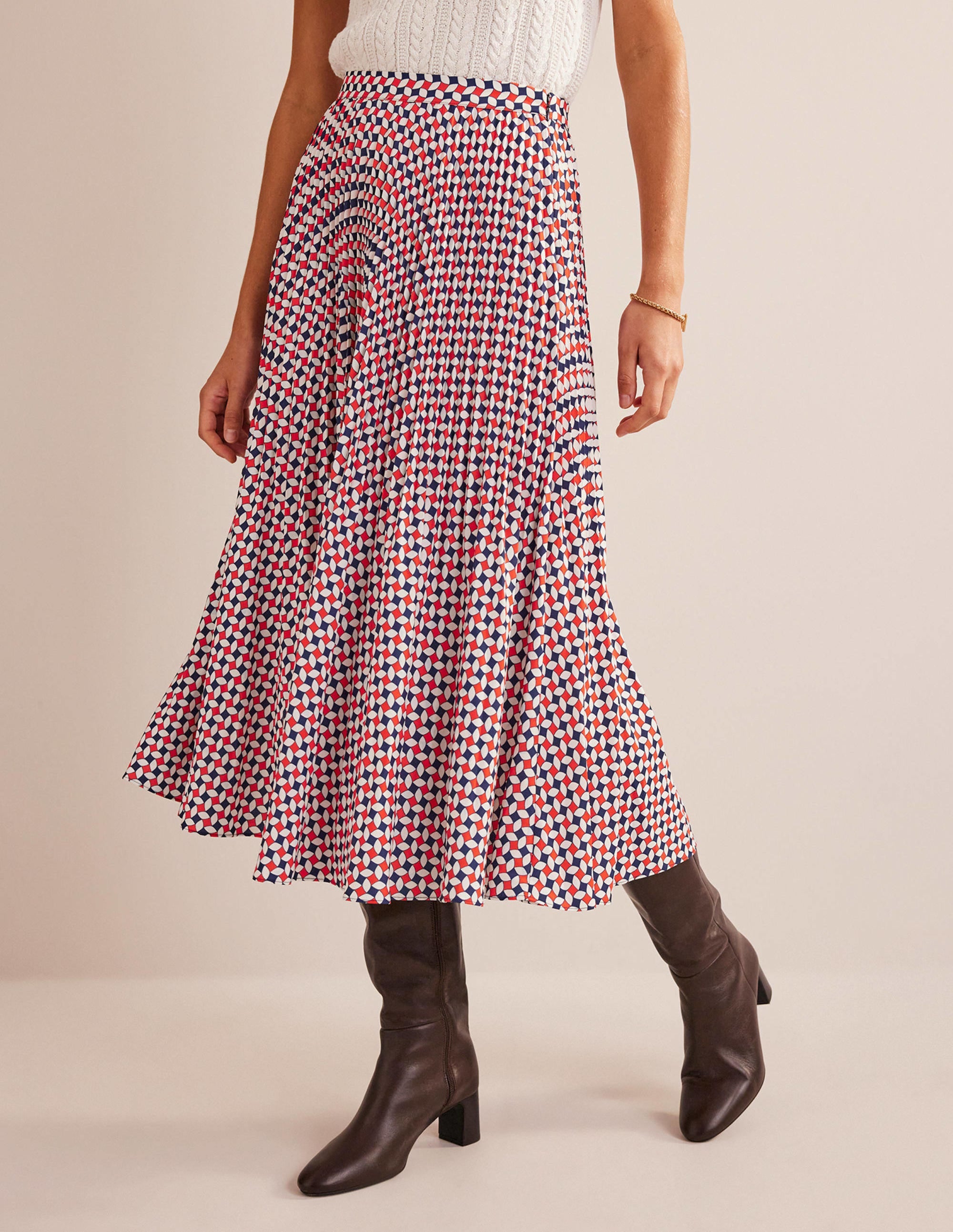  Pleated Midi Skirt-Fiesta Orange, Diamond、mySite、ashleygrahame