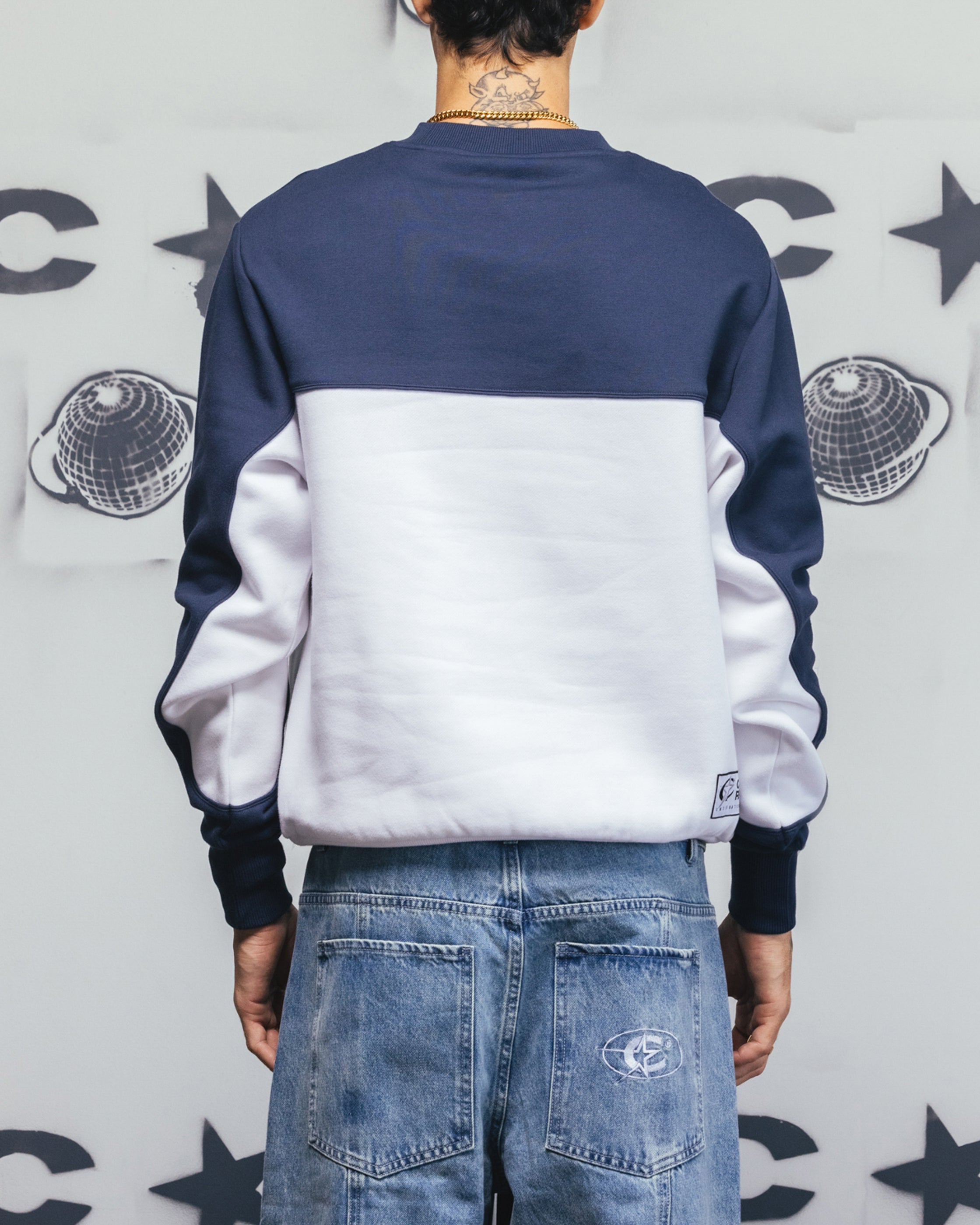 Carre Trainer Oversized Panelled Crewneck Blue/White、mySite、zt4zffjzw