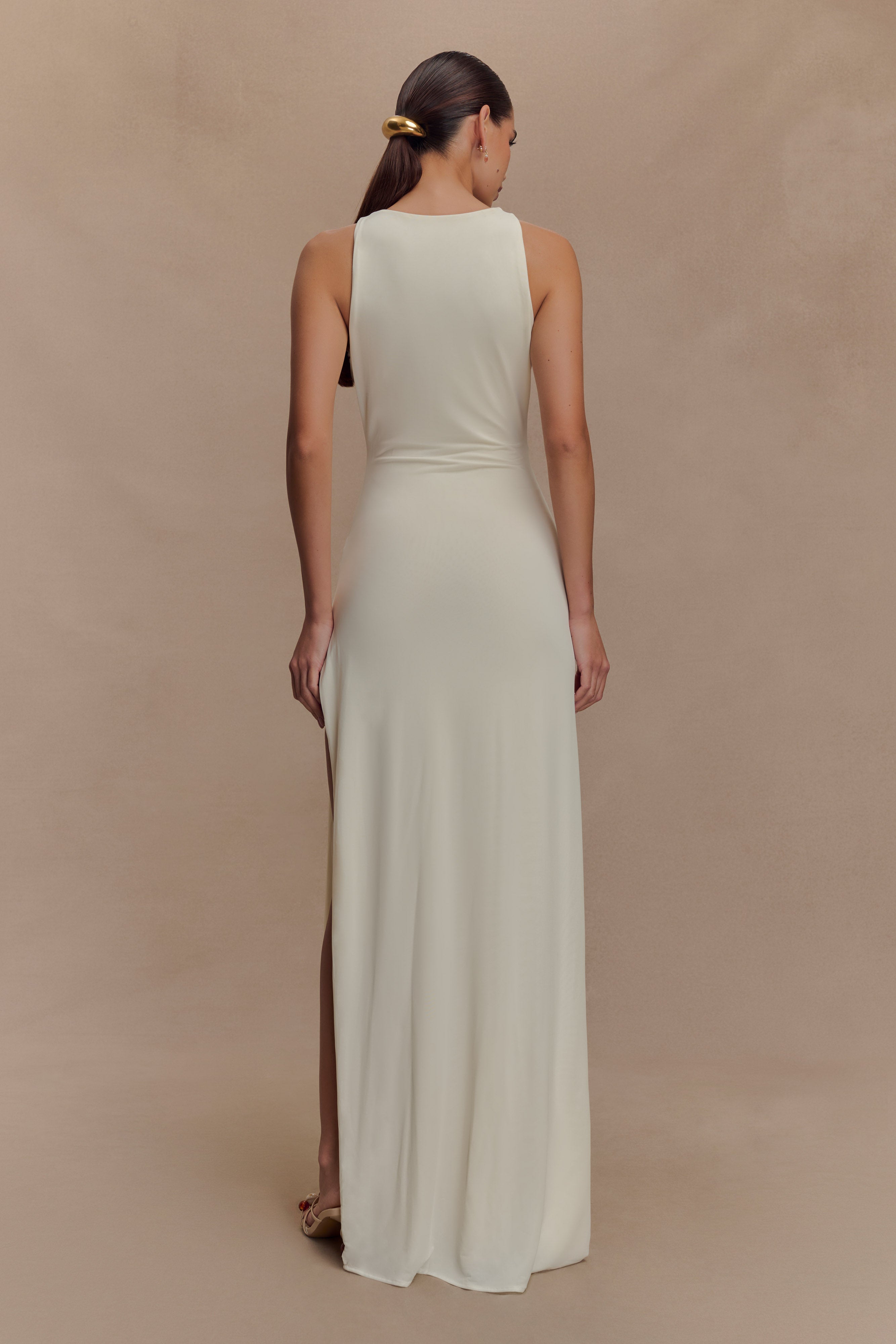 Kaiden Slinky Beaded Maxi Dress - Ivory、mySite、solidvoid